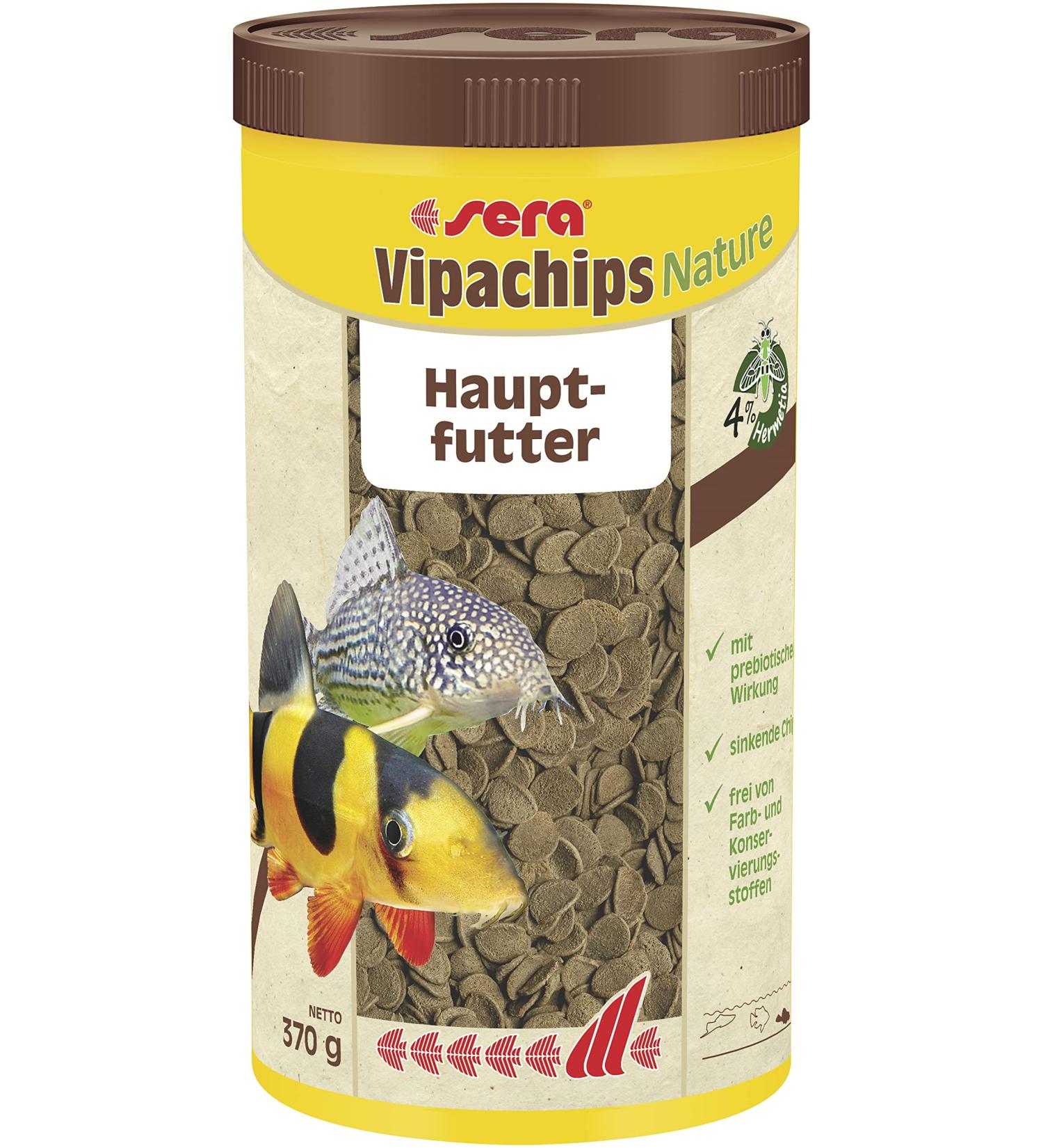 Sera Vipachips Nature 1000 ml - Premium Fish Feed with Insect Flour | Fast-Falling Chips for Soil-Eating Fish | Natural & Resource-Saving Nutrition | No Colors or Preservatives - Buy Online on GoSupps.com