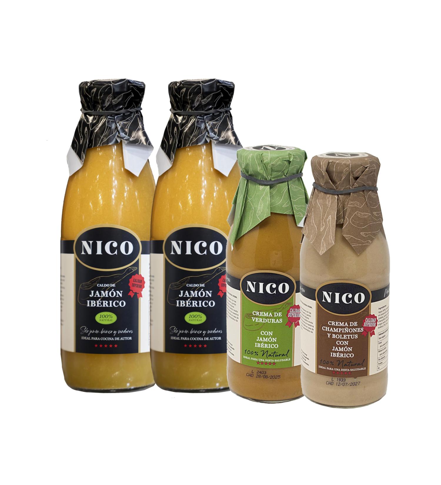 NICO JAMONES NICO - Pack of 2 units of broth 750 ml + 2 units of creams 500 ml - Buy Online on GoSupps.com