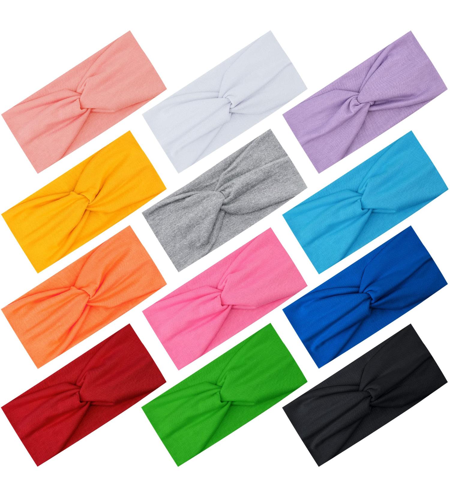 FEQO 12 Pieces Headbands for Women Elastic Wide Headbands Non Slip Twisted Head Wrap Yoga Workout Running Sport Sweat Hair Bands Colourful Hair Accessories for Girls Women Iridescence - Buy Online on GoSupps.com