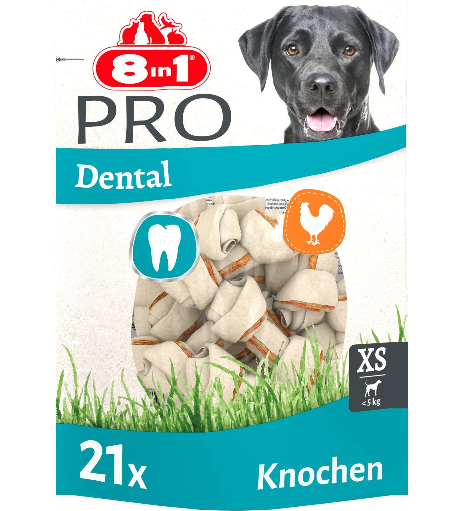 8in1 Pro Dental Bones XS - Healthy Chewing Bones for Mini Dogs | Dental Care Treats | 21 Pieces (252g) - Buy Online on GoSupps.com