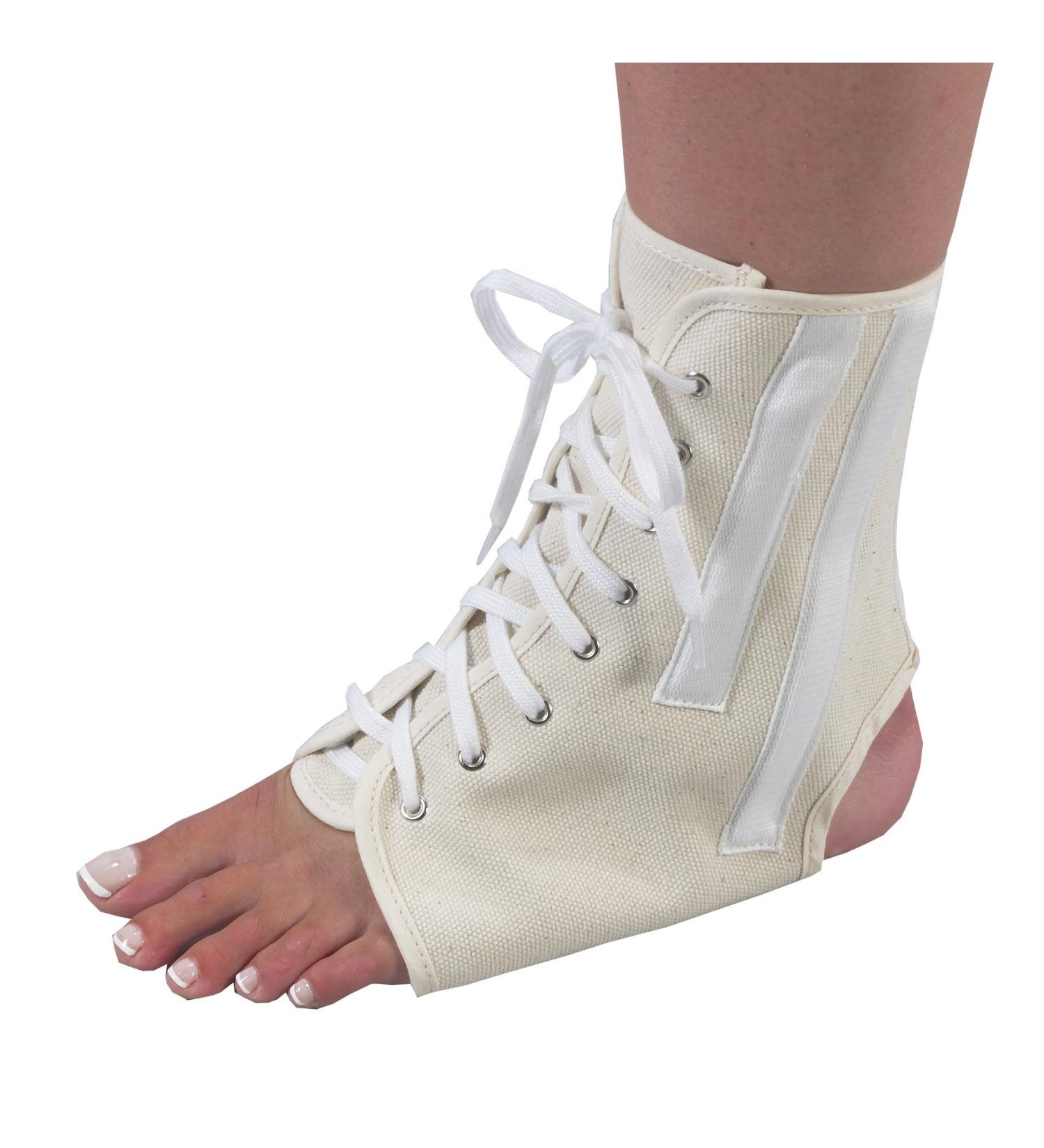Canvas Ankle Brace with Laces Beige Large