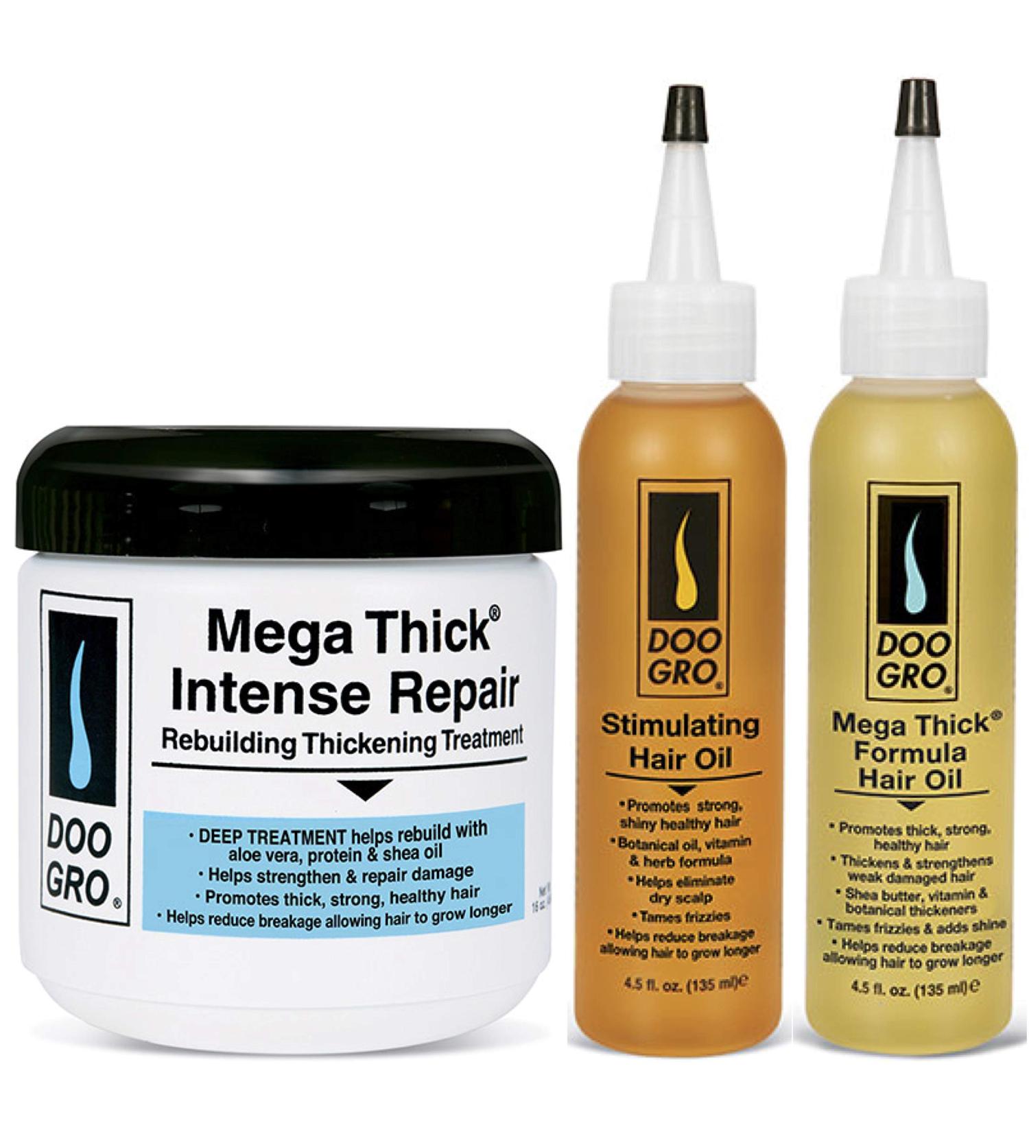 Doo Gro Mega Thick Intense Repair 16oz with Stimulating Growth Oil 4.5 fl.oz & Mega Thick Growth Oil 4.5 fl.oz - Buy Online on GoSupps.com