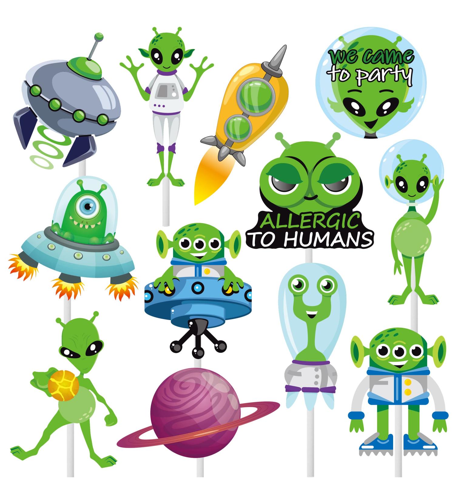 Alien Theme Birthday Cupcake Toppers - Buy Online on GoSupps.com