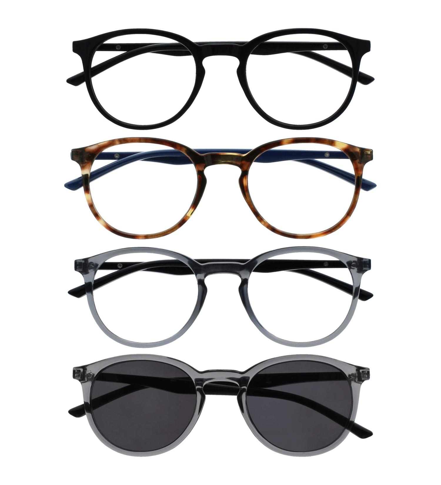 Opulize Met 4er-Pack Reading Glasses | Stylish Sun Readers in Black Brown Gray | +2.00 Diopters for Men & Women - Buy Online on GoSupps.com