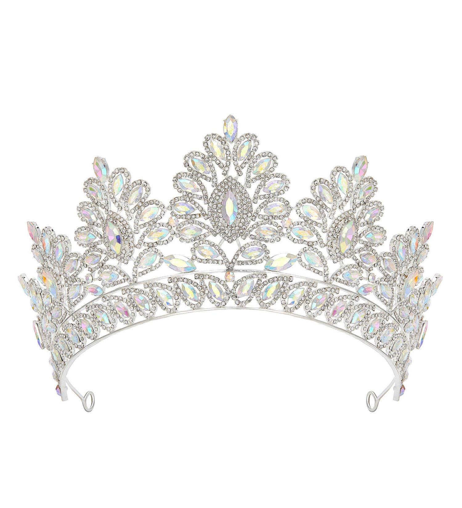 SWEETV Vintage Baroque Wedding Tiara for Bride | Jeweled Queen Crown - Ideal for Birthday, Quinceanera, Prom - Multicolored - Buy Online on GoSupps.com