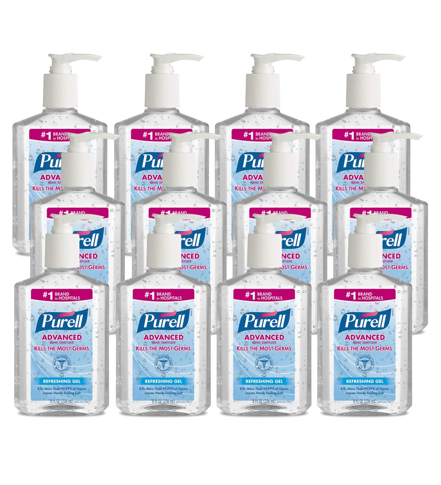 Purell Advanced Hand Sanitizer Refreshing Gel 8 fl oz Pump Bottle (Pack of 12) - Buy Online on GoSupps.com