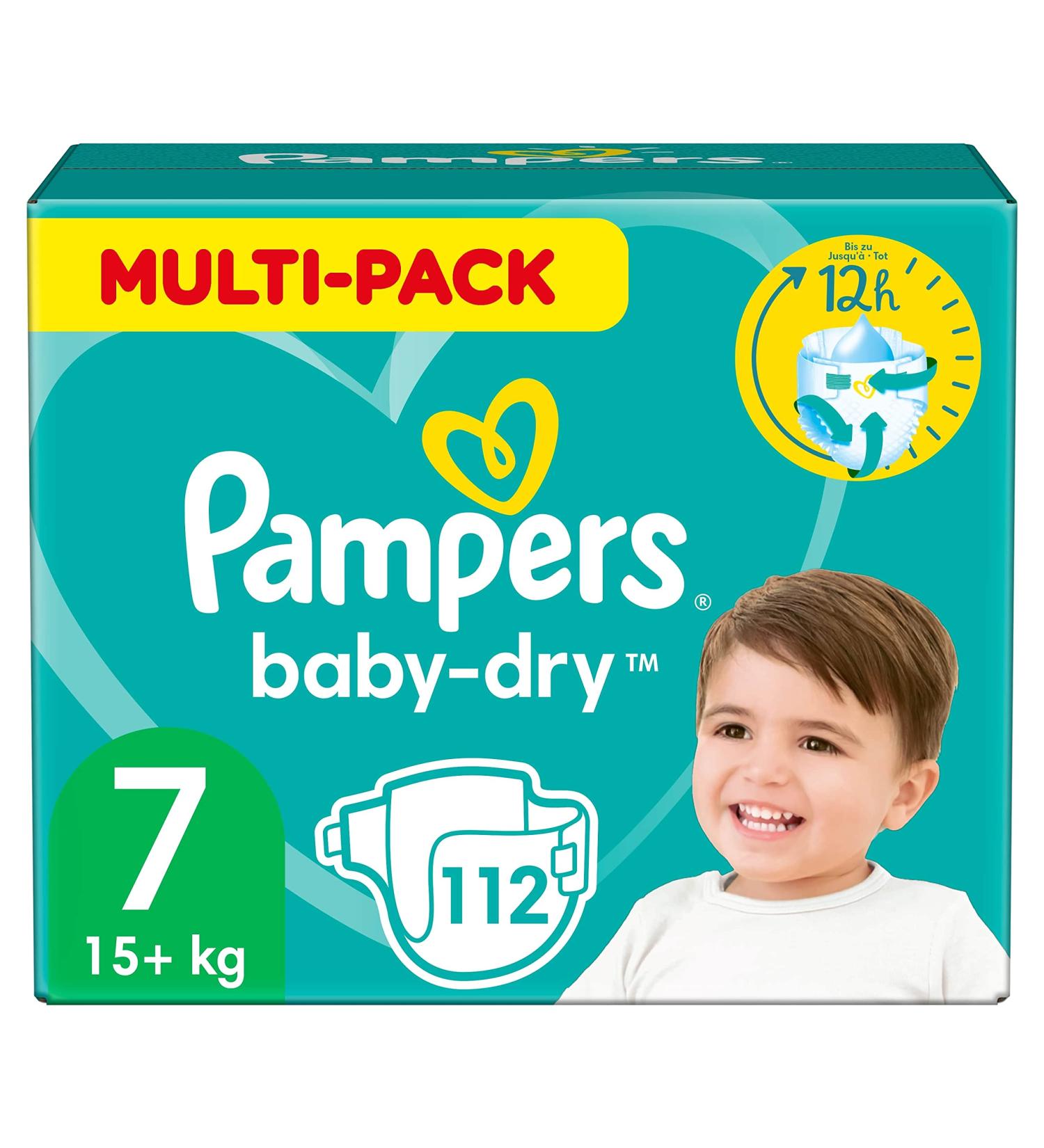 Pampers diapers size 7 (15kg+) Baby-Dry Extra Large MONTHLY BOX up to 12 hours of all-round leakage protection 112 pieces (1 pack)