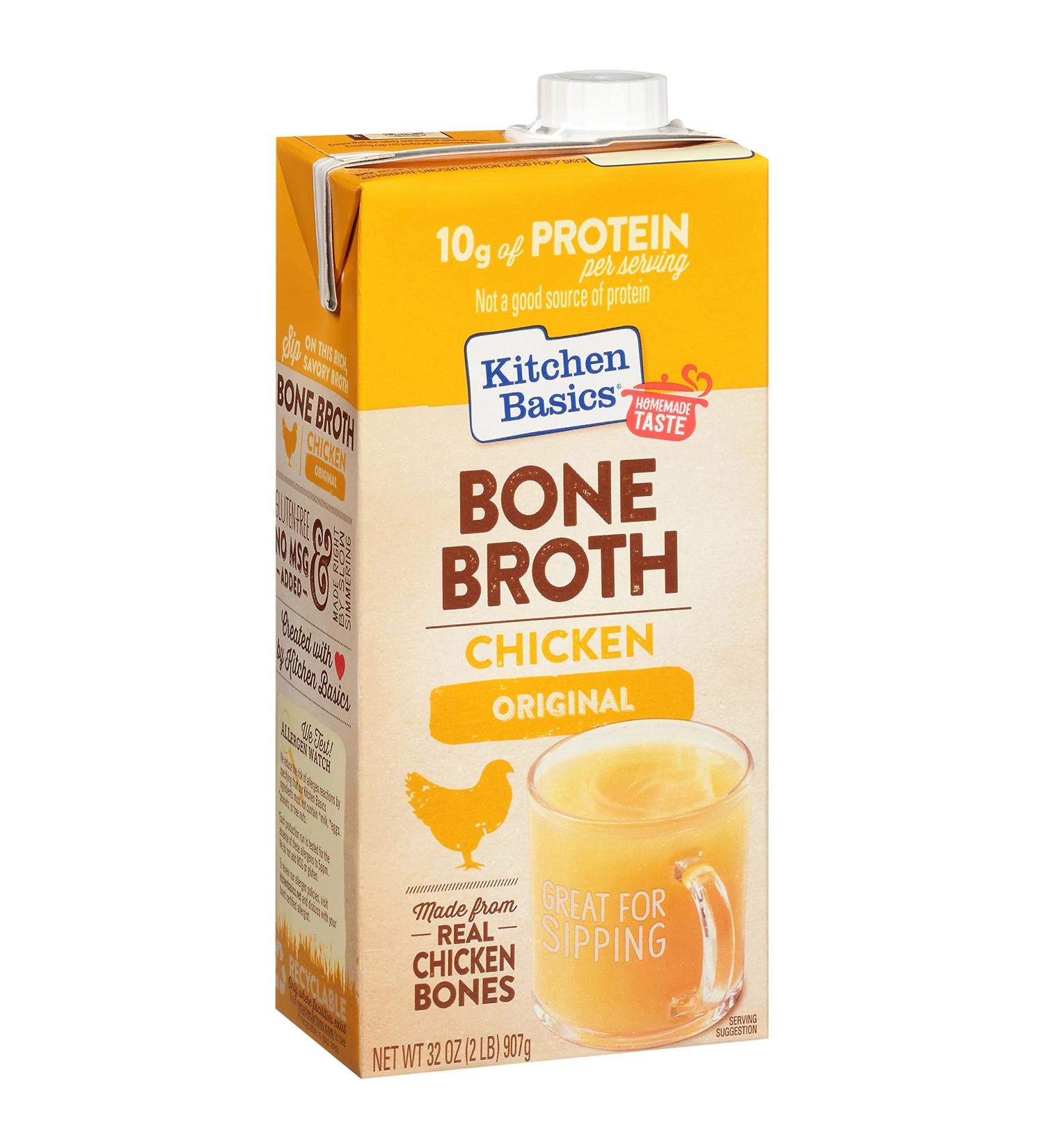 Kitchen Basics Original Chicken Bone Broth - Keto Friendly, 32 fl oz (Pack of 12) - 2 lb - Buy Online on GoSupps.com