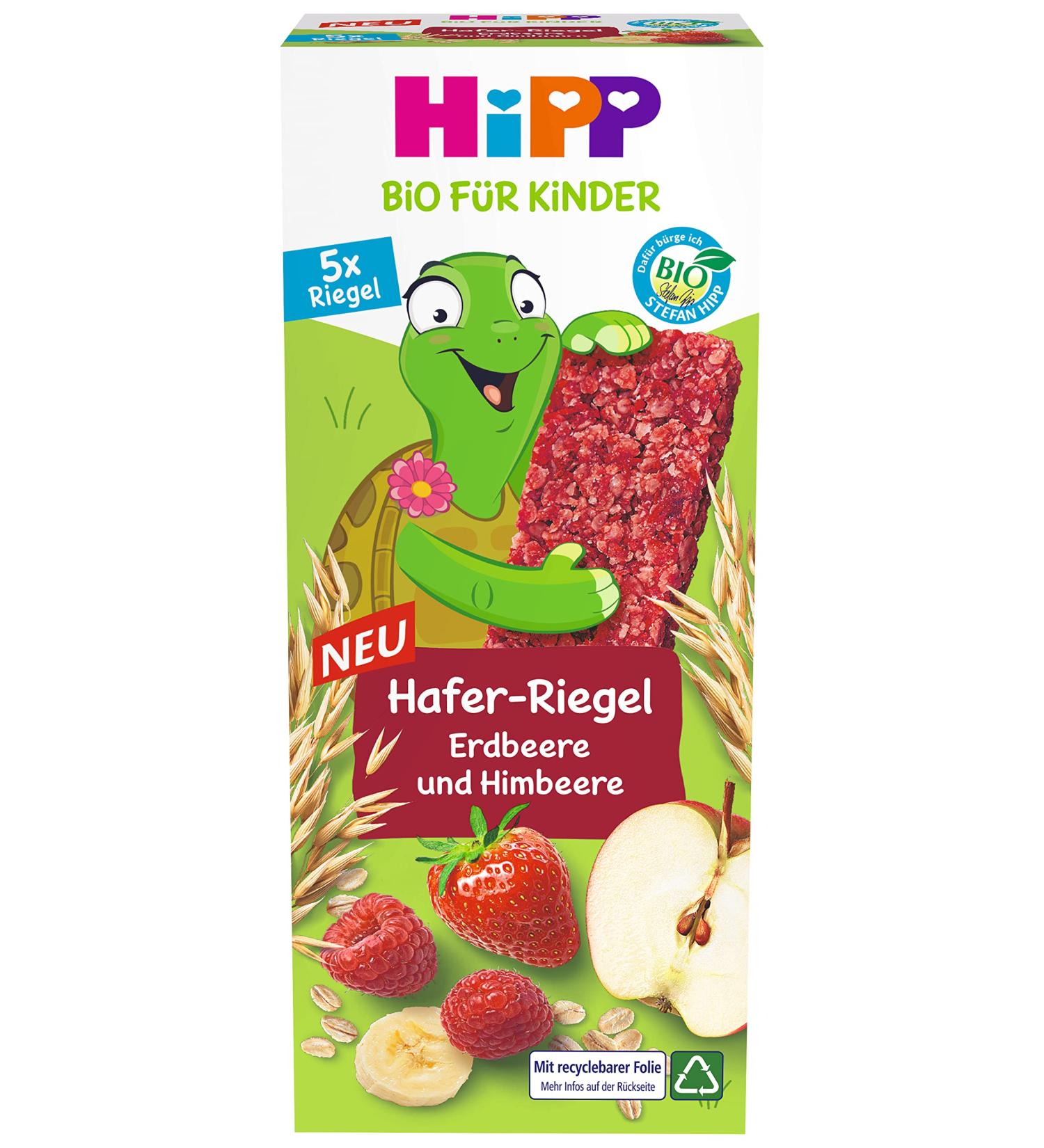 HiPP Organic Oat Bar for Children - Strawberry & Raspberry - 8 Pack (5 x 20g) - Healthy Snack for Kids - Buy Online on GoSupps.com