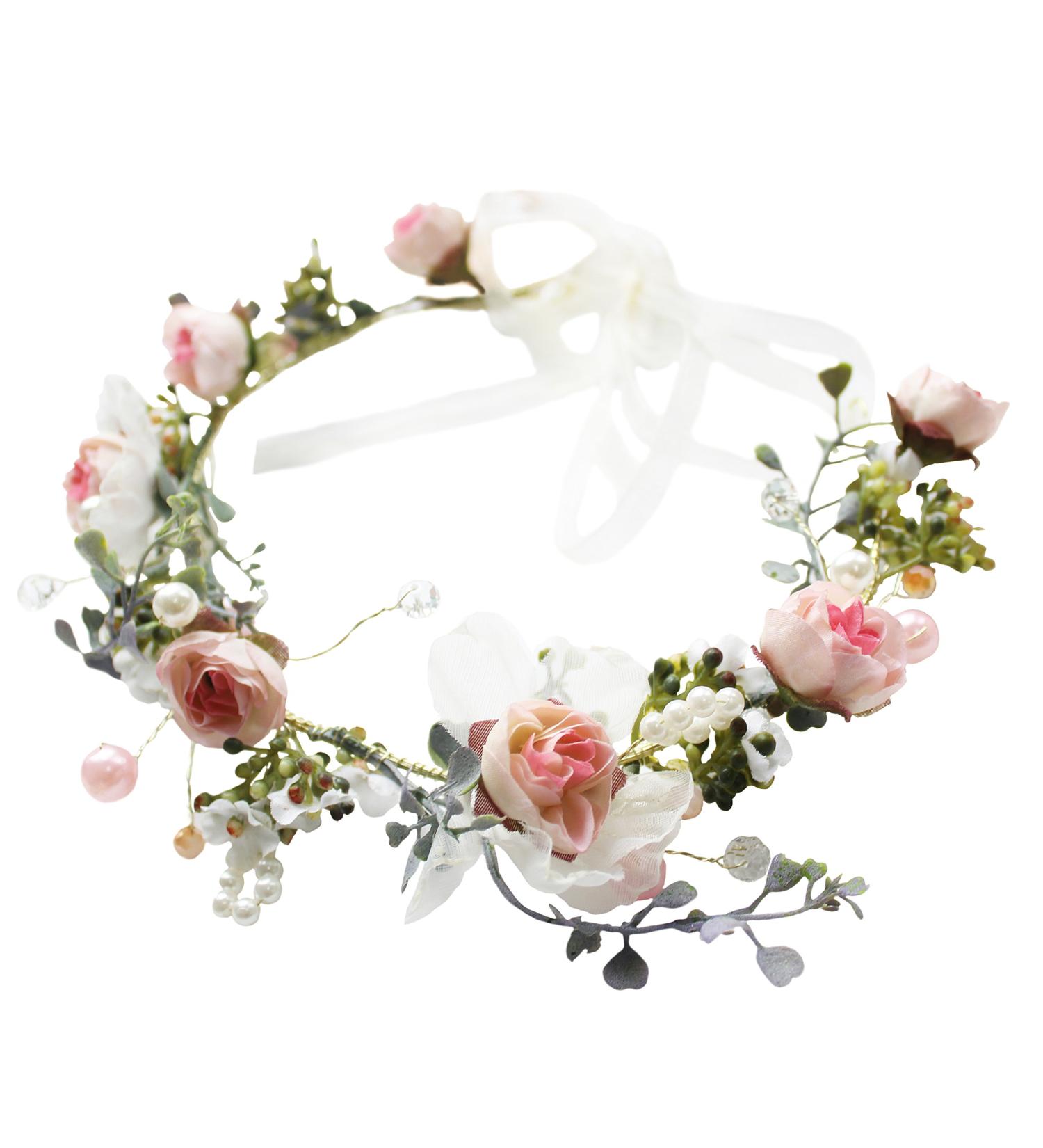 Floral Halo Boho Headband | Pink Flower Crown Headpiece by Vivivalue - Buy Online on GoSupps.com