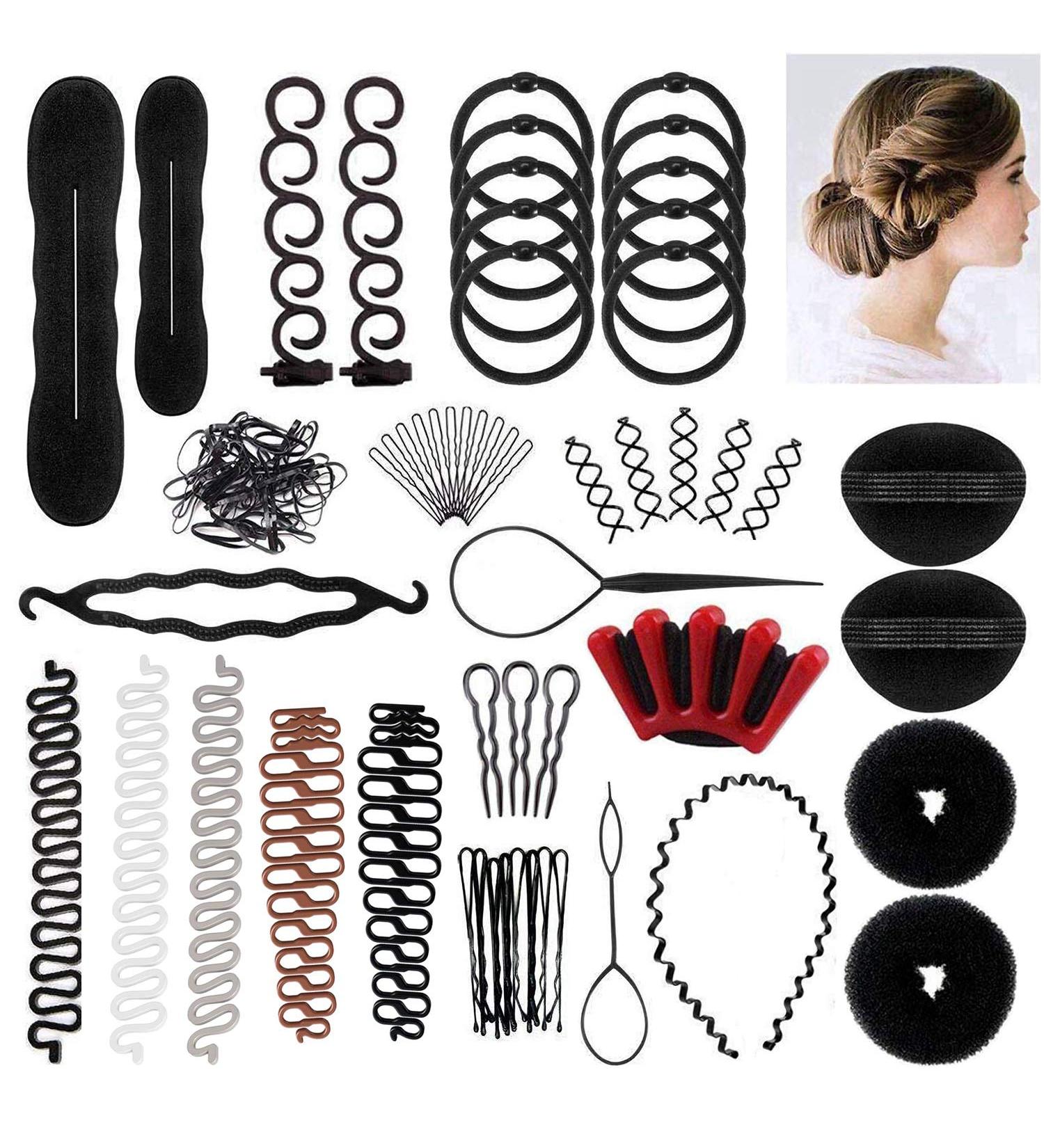 60 pcs Hair Styling Set - DIY Hair Accessories & Modelling Tool Kit for Fast & Magic Spiral Hair Braids - Buy Online on GoSupps.com