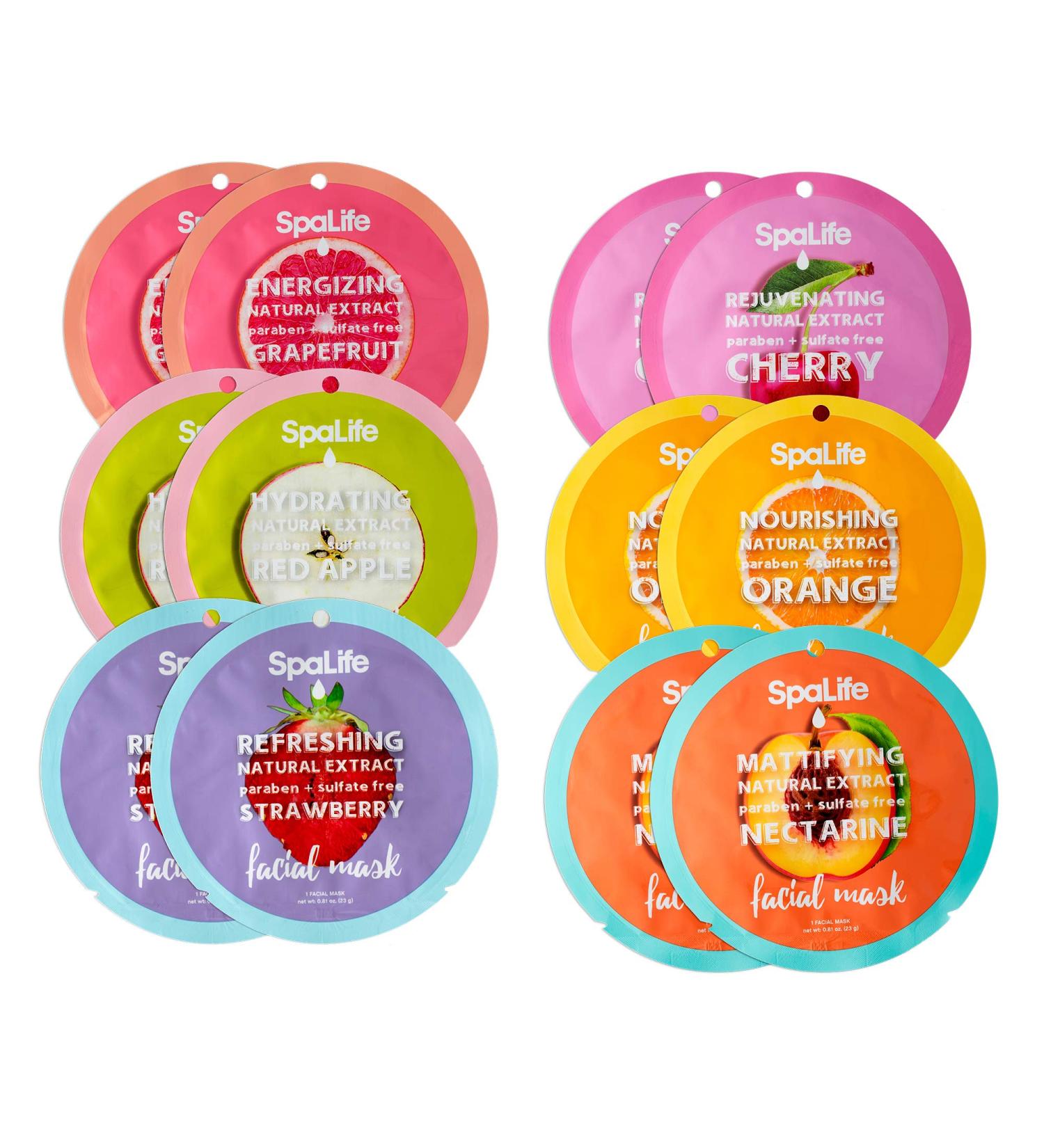 SpaLife Fabulous Fruit Sheet Mask Collection - 12 Pack - Buy Online on GoSupps.com