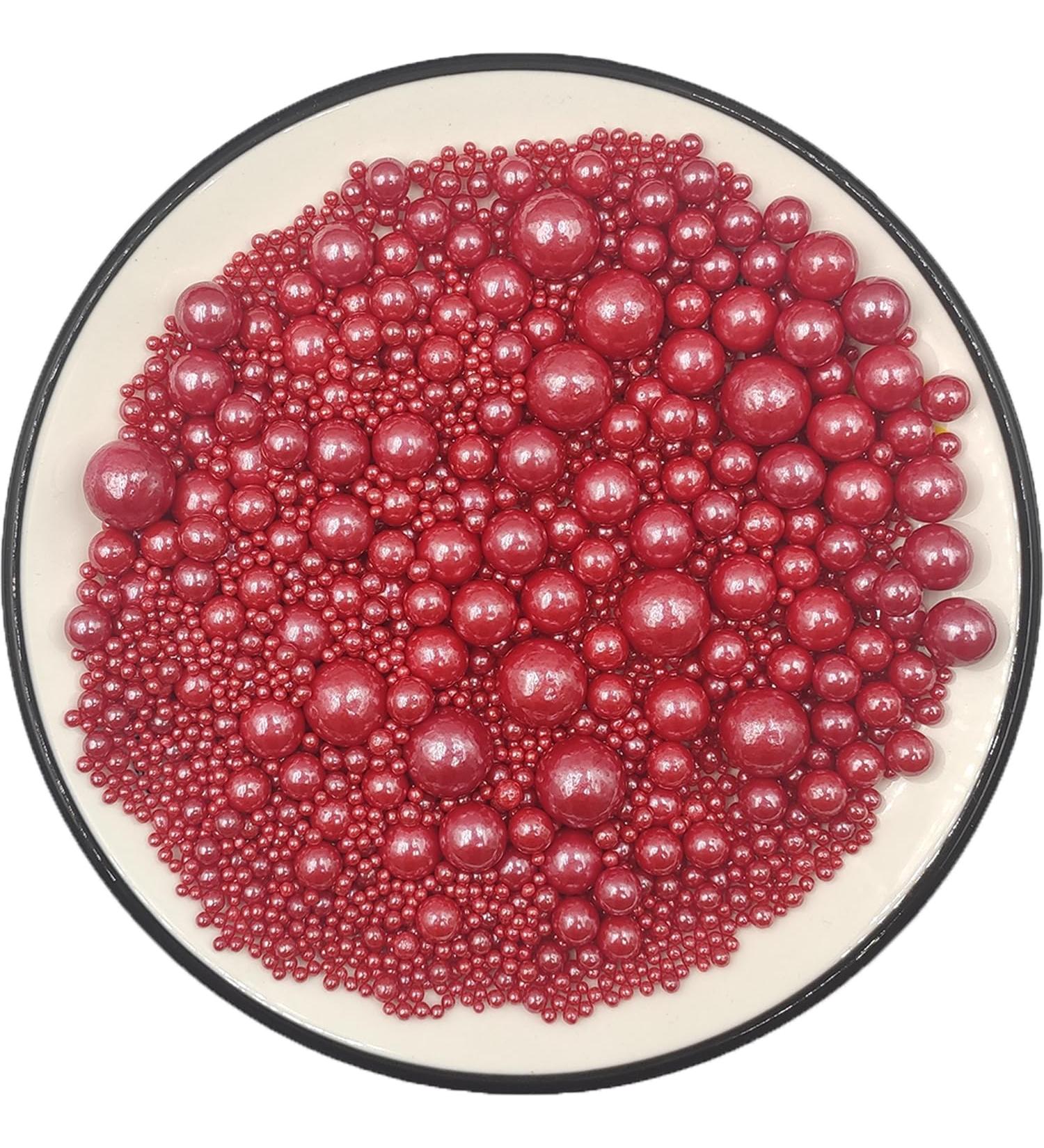 Edible Dark Red Pearl Sugar Sprinkles | Perfect for Cakes Cupcakes & Cookies | Wedding & Daily Decorations - Buy Online on GoSupps.com