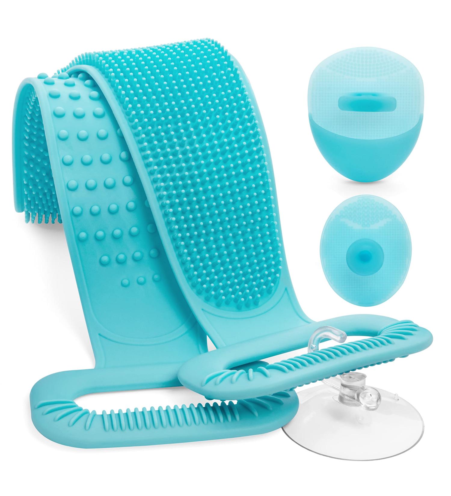 Silicone Back Scrubber Set for Shower - Exfoliating Body Brush & Washer for Men & Women - Buy Online on GoSupps.com