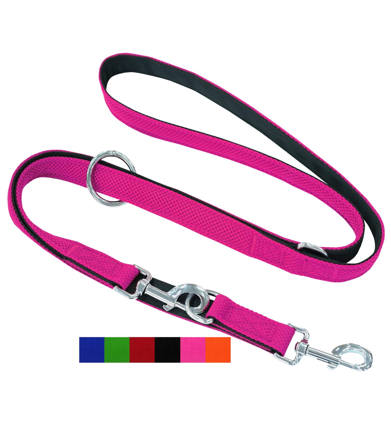 Dey Premium Air Mesh Dog Leash 2m | 3-Way Adjustable | For All Dog Sizes | Multiple Colors | Ideal for Puppies & Cats | XS Pink Rosa - Buy Online on GoSupps.com