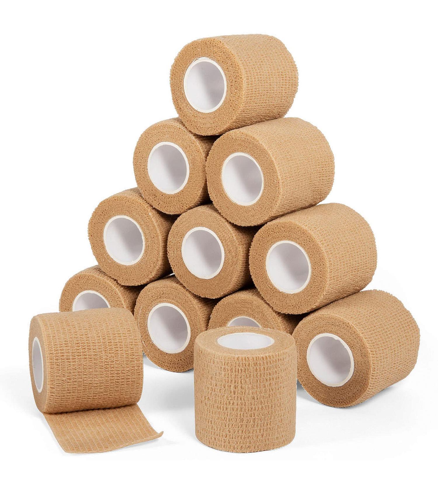 Buy Legal Bandage Self-Adhesive 5cm x 4.5m - 12 Rolls Cohesive Fixing Bandage for First Aid Dog Wrapping & Sports - Skin Color - Buy Online on GoSupps.com