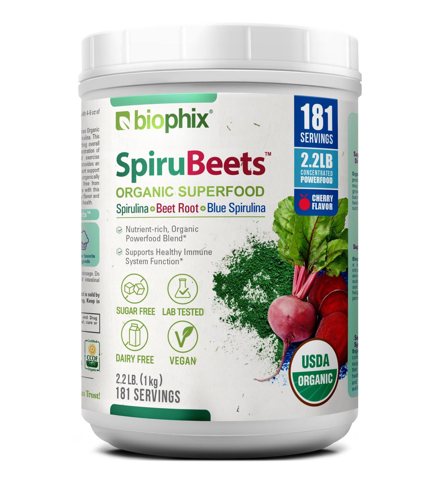 biophix Organic SpiruBeets 2.2 lbs Sprirulina - Beet Root - Protein-Rich Nutrient-Dense Superfood Powder - Rich in Nitric Oxide - Buy Online on GoSupps.com