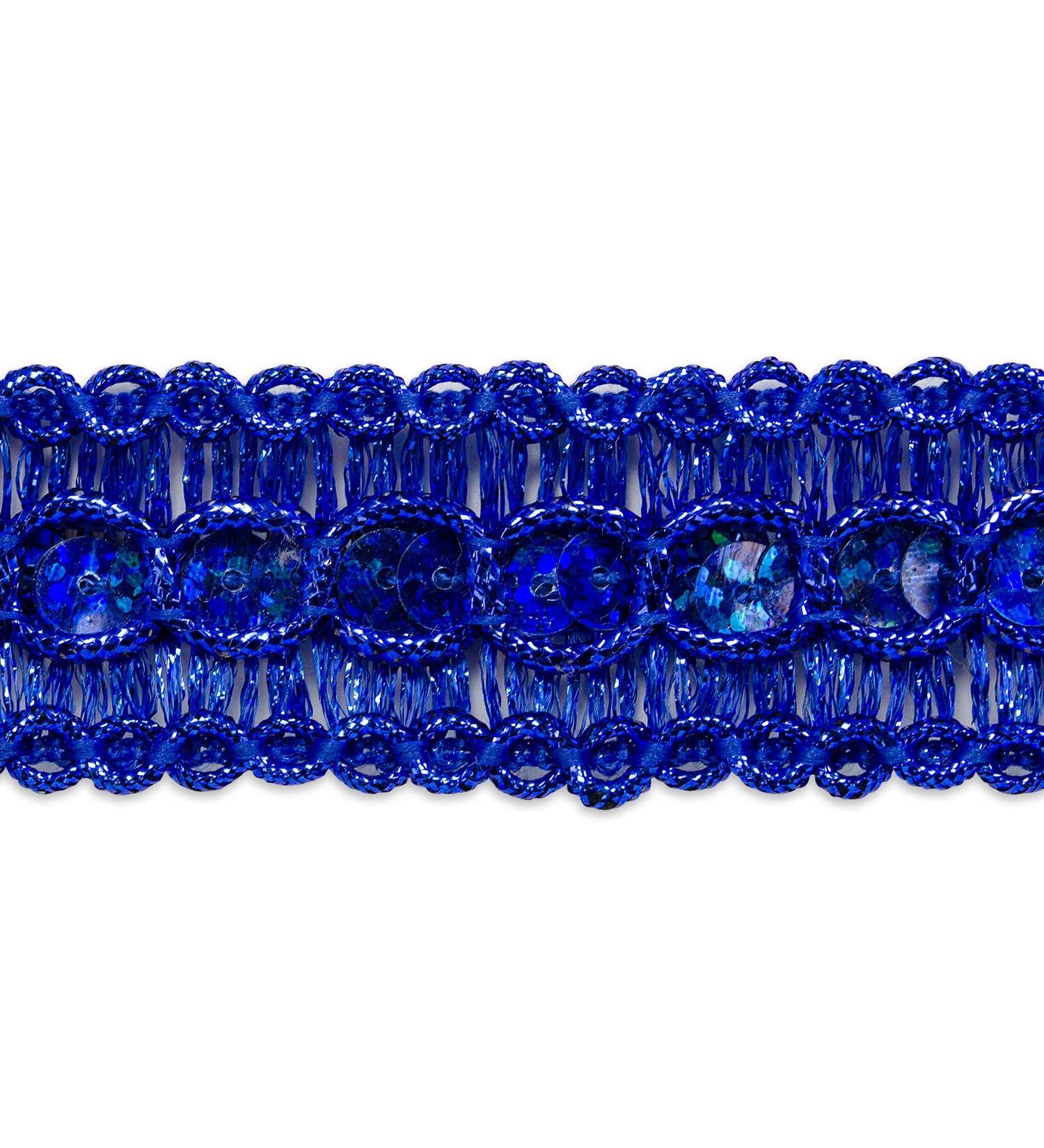 Royal Blue Trish Sequin Metallic Braid Trim by the Yard (10 Yards) - Shop Now! - Buy Online on GoSupps.com
