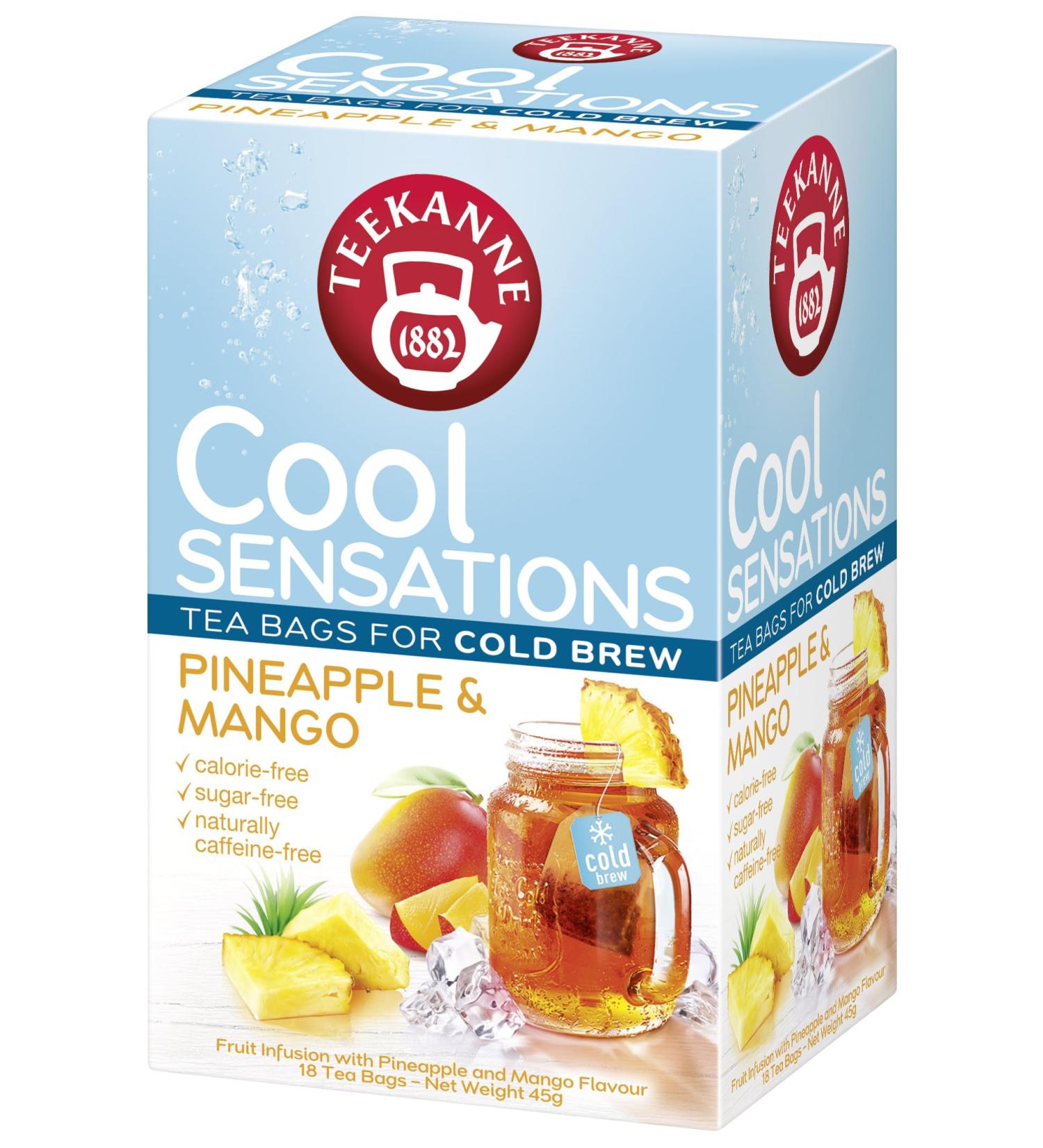 Teekanne Peach & Passion Fruit Cold Brew Tea Infusion Ice Cool Sensations All Natural Real Fruit with Apple Rosehip Hibiscus 18 Teabags - Buy Online on GoSupps.com