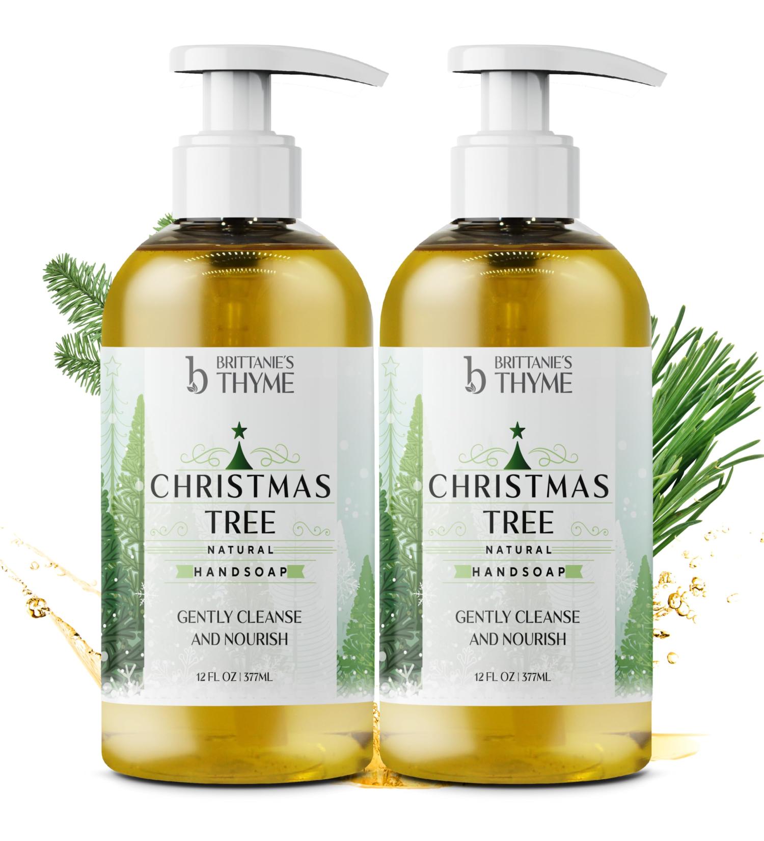 Brittanie's Thyme Christmas Tree All-Natural Olive Oil Liquid Hand Soap | Gluten Free Vegan No Parabens Sulfates or Additives | Cruelty & Fragrance Free (12 Fluid Ounce Pack of 2) 24 Fl Oz (Pack of 1)