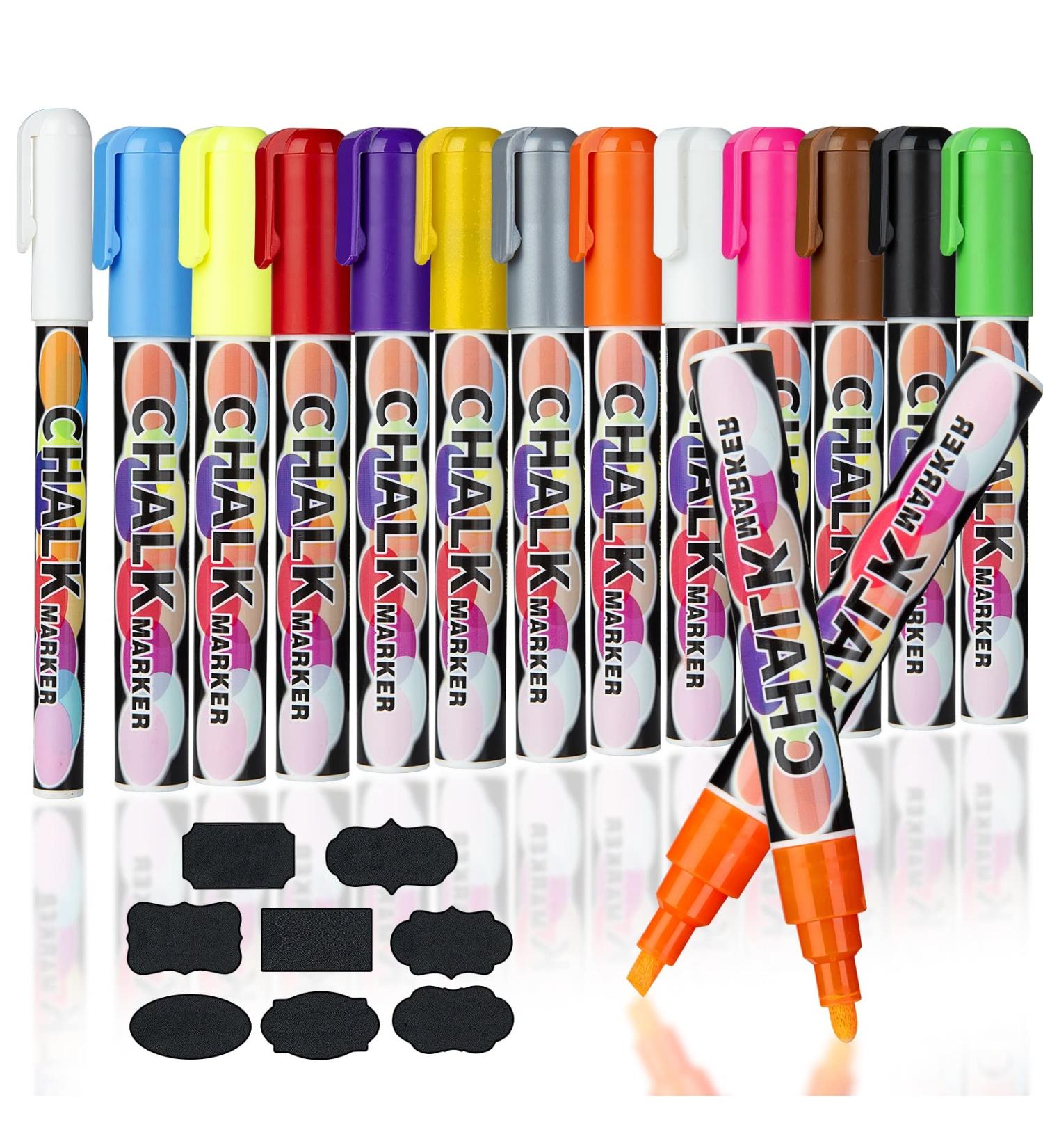 Pincelma 13 Pack Liquid Chalk Markers - Chalkboard and Glass Board Pens with 8 Labels - Ideal for Chalkboard Signs, Windows, Bistros - Buy Online on GoSupps.com