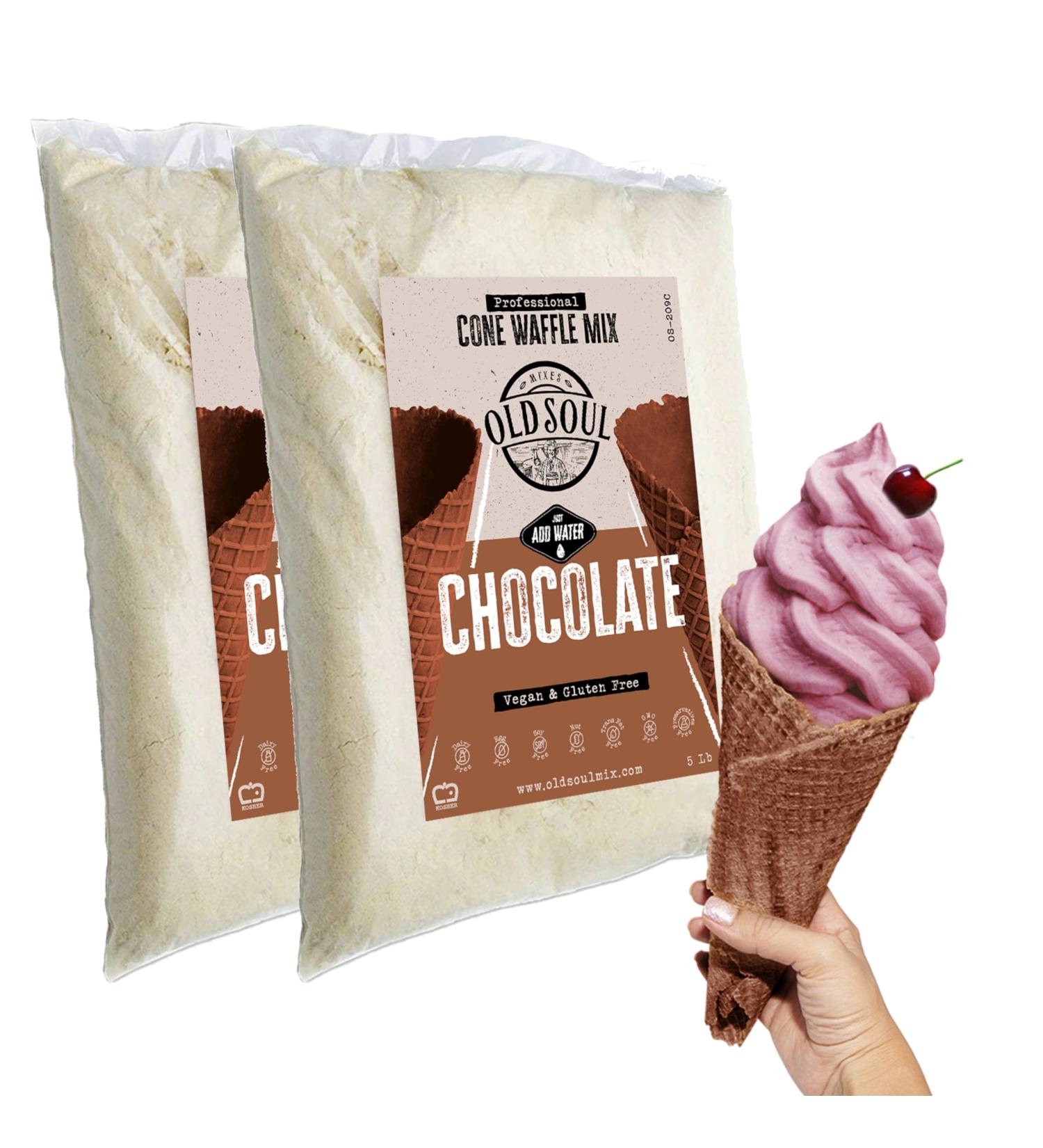 OldSoul Professional Cone Waffle Mix | Chocolate Flavour | Batter Mix | GLUTEN FREE & VEGAN | 224 Waffles (Chocolate 10 Lb) Chocolate 10 Lb - Buy Online on GoSupps.com