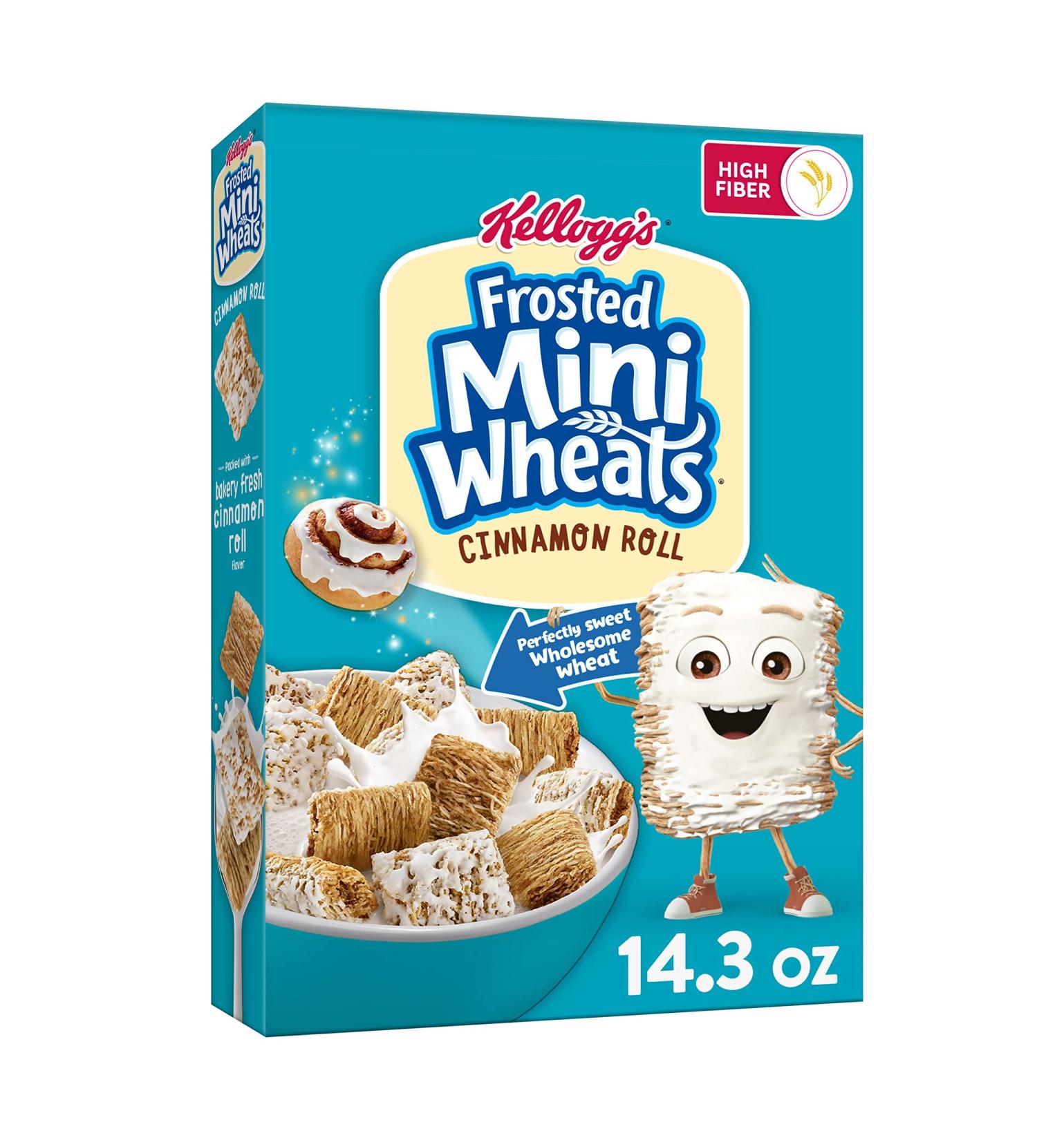 Kellogg's Frosted Mini-Wheats Cinnamon Roll Cereal 14.3oz - Whole Grain & Fiber Breakfast Cereal - Buy Online on GoSupps.com