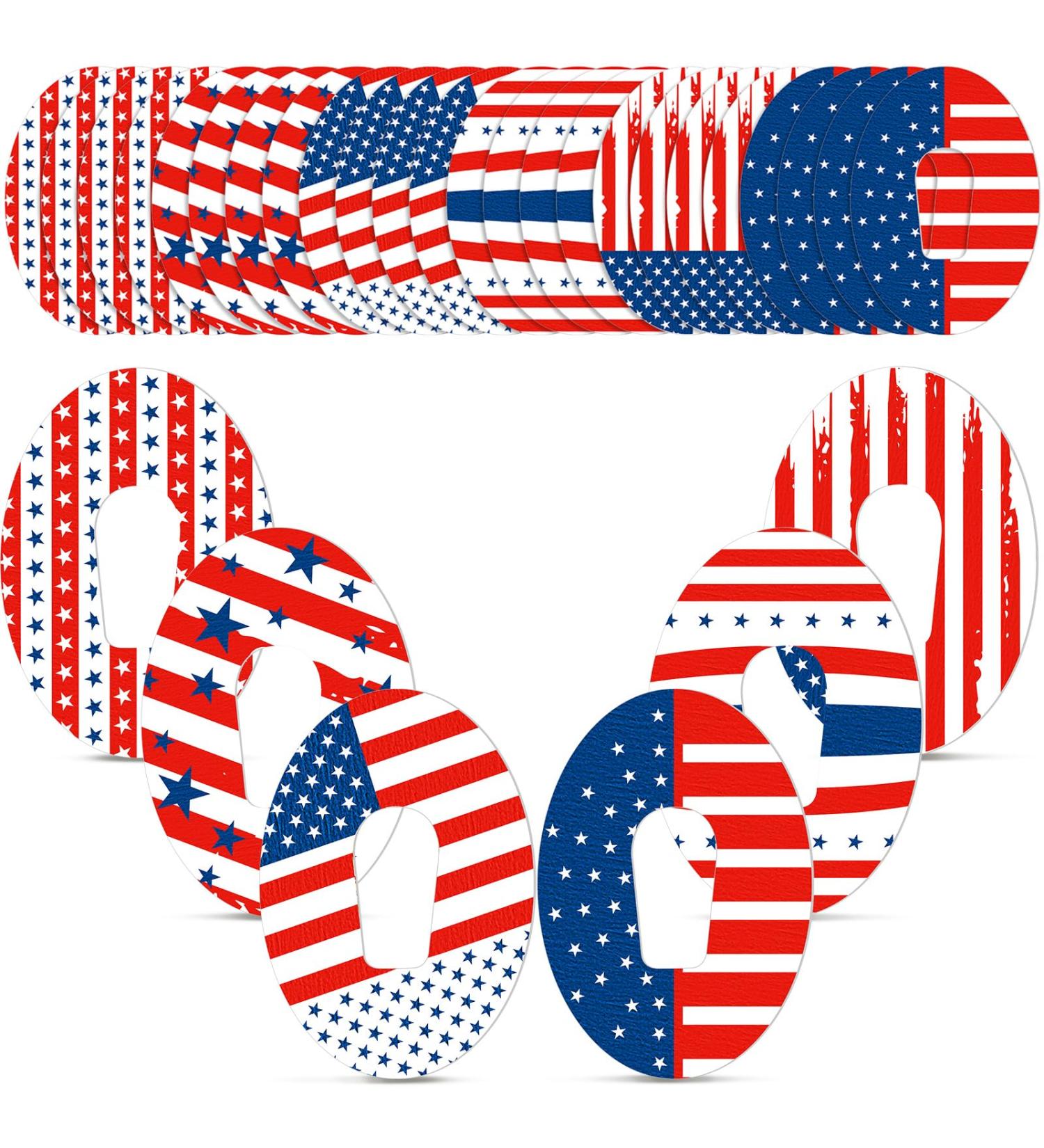 Timgle Waterproof Adhesive Patches for Dexcom G6 - American Flag Pattern | Pre-Cut Tape Stickers for CGM Protection (24 Pcs - Buy Online on GoSupps.com