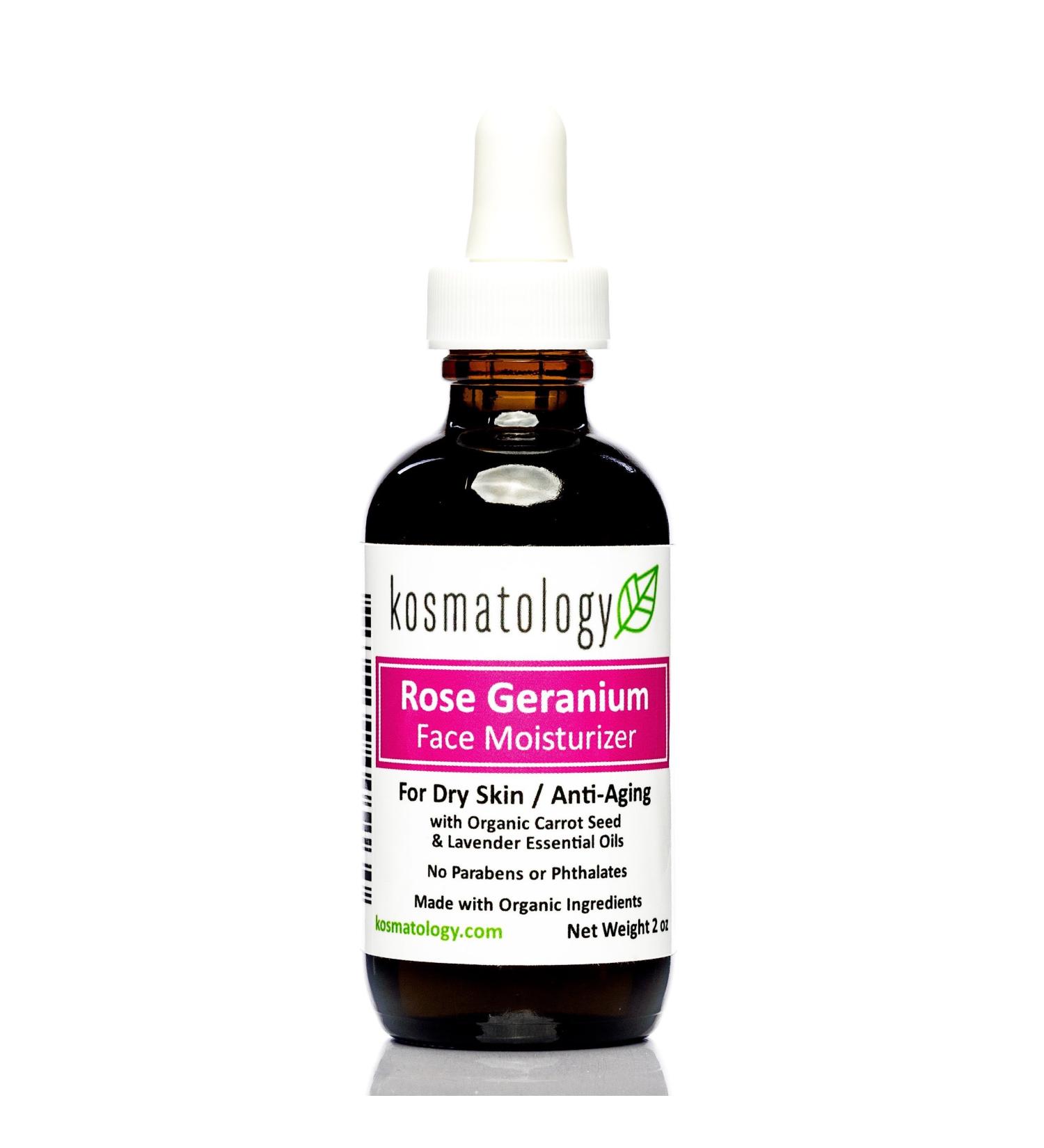 Organic Rose Geranium Facial Moisturizer for Dry & Aging Skin - 2 fl oz | Hydrating & Nourishing Cream - Buy Online on GoSupps.com