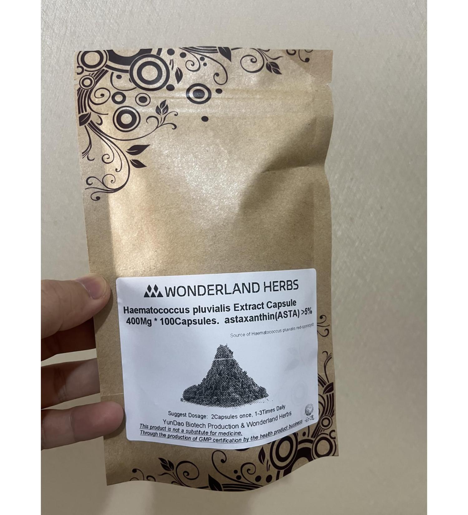 WonderLand Herbs Pure Haematococcus pluvialis Extract Capsule 400Mg * 1000 Capsules astaxanthin (ASTA) 5% The Strongest antioxidants Supplement Free Radical scavenging - Buy Online on GoSupps.com