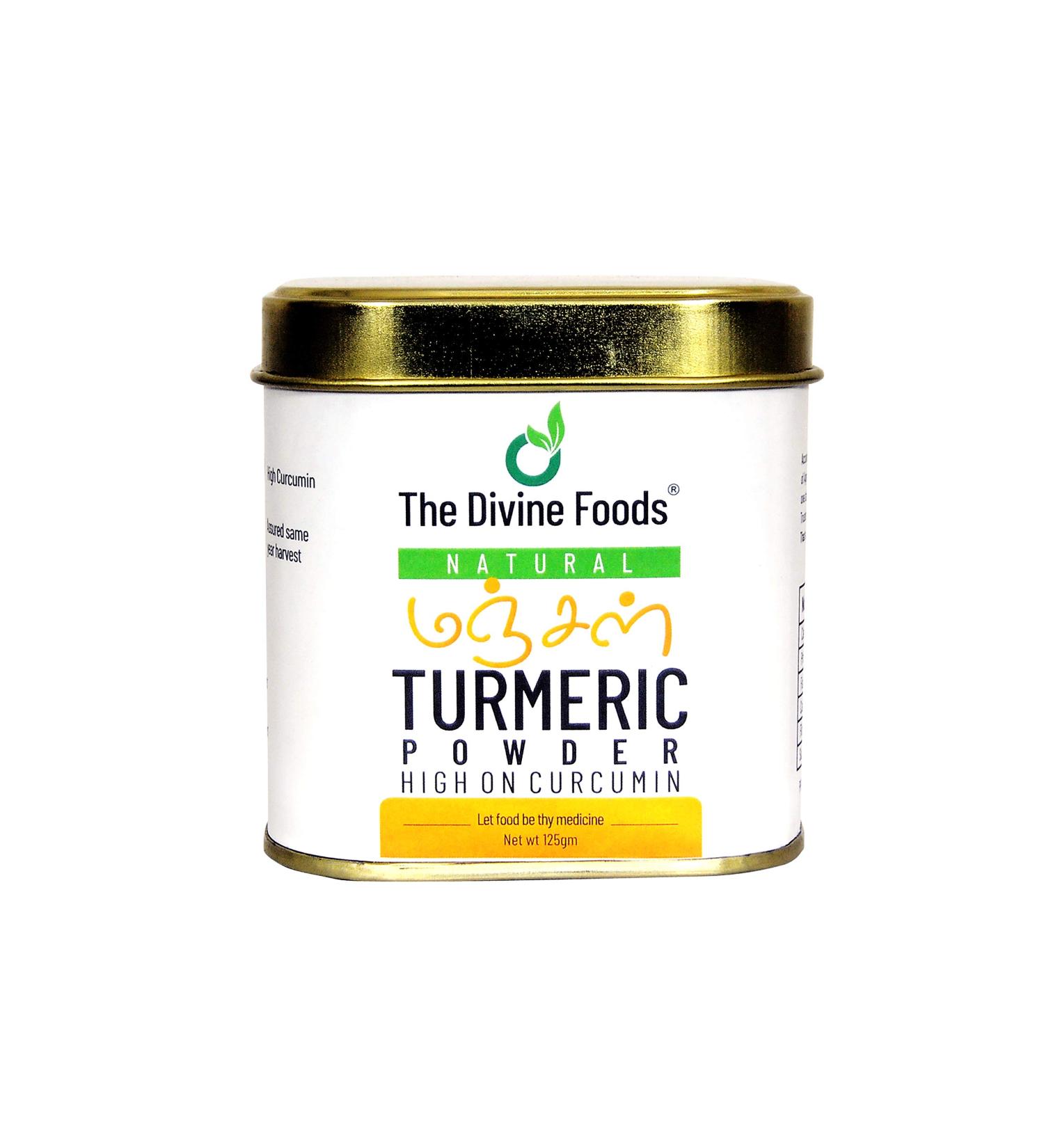 Divine Foods High Curcumin Turmeric Powder - 125g Pack | Powerful Anti-Inflammatory & Antioxidant | Grounded Turmeric for Curries/Smoothies - Buy Online on GoSupps.com