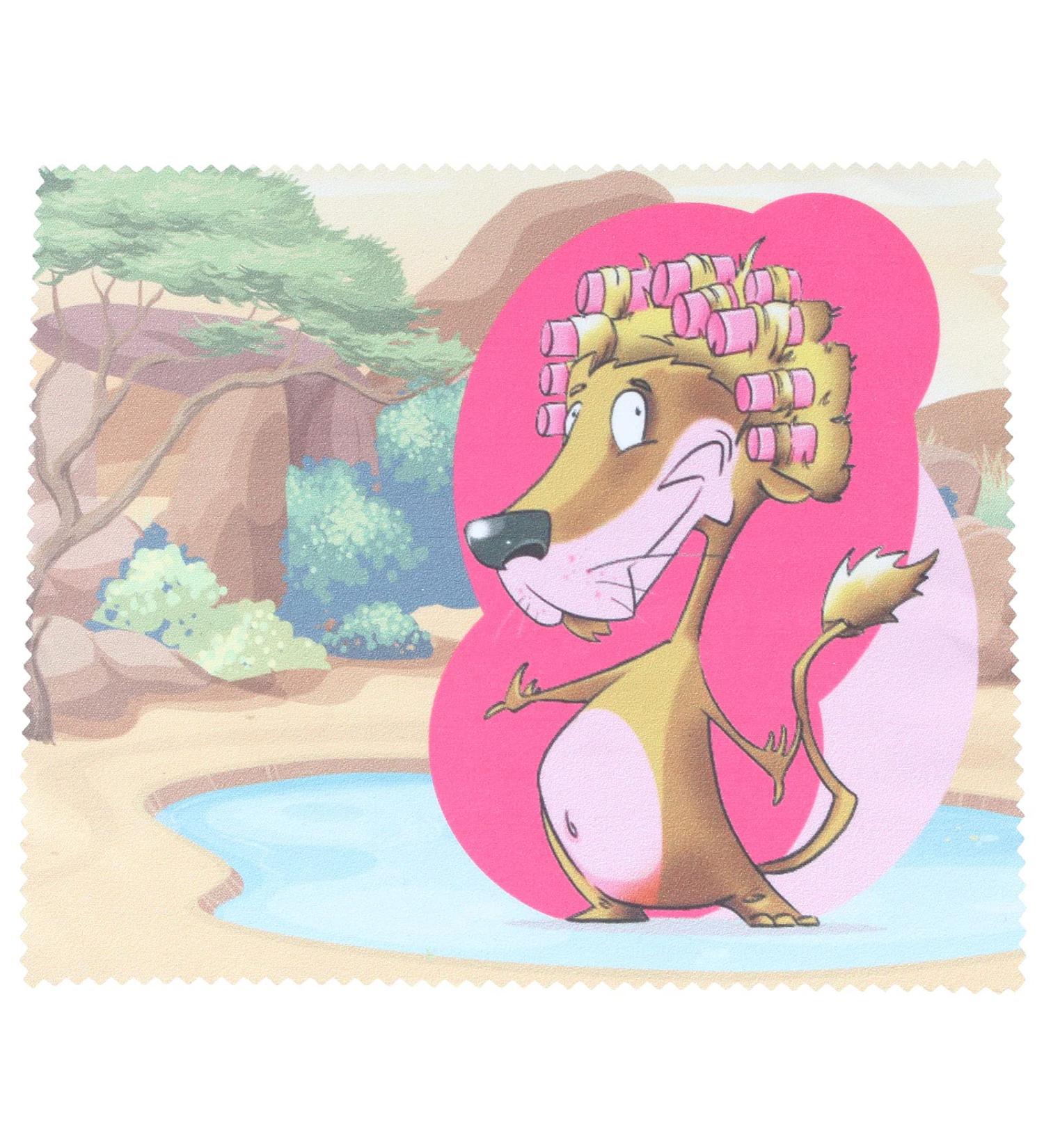 Microfibre cloth in finest quality LION CARTOON with cute motif 15 x 18 cm