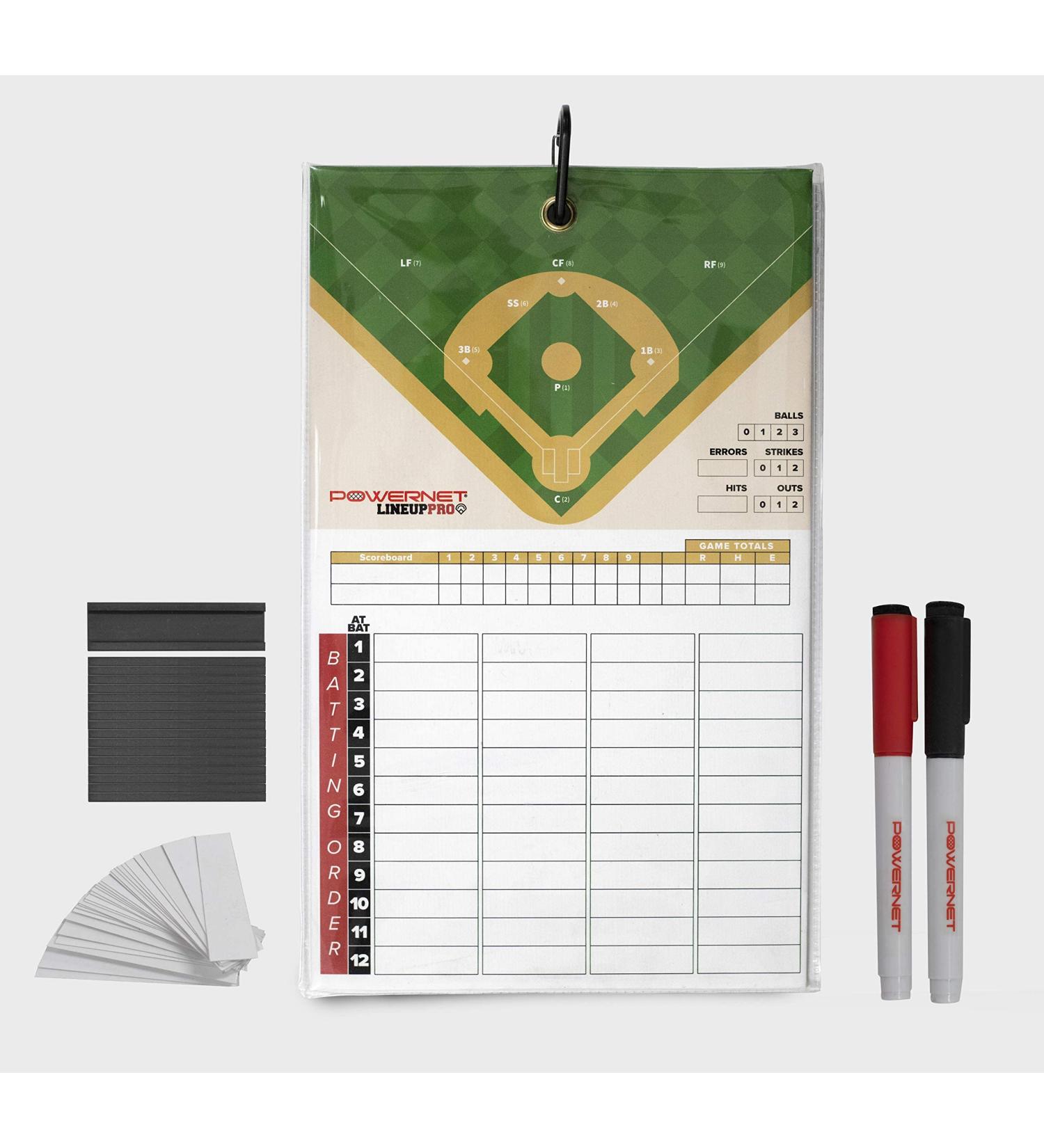 PowerNet Magnetic Baseball Softball Lineup Coaching Board with Clip | Double Sided | 2 Dry Erase Markers | Weatherproof | Game Time Ready - Buy Online on GoSupps.com