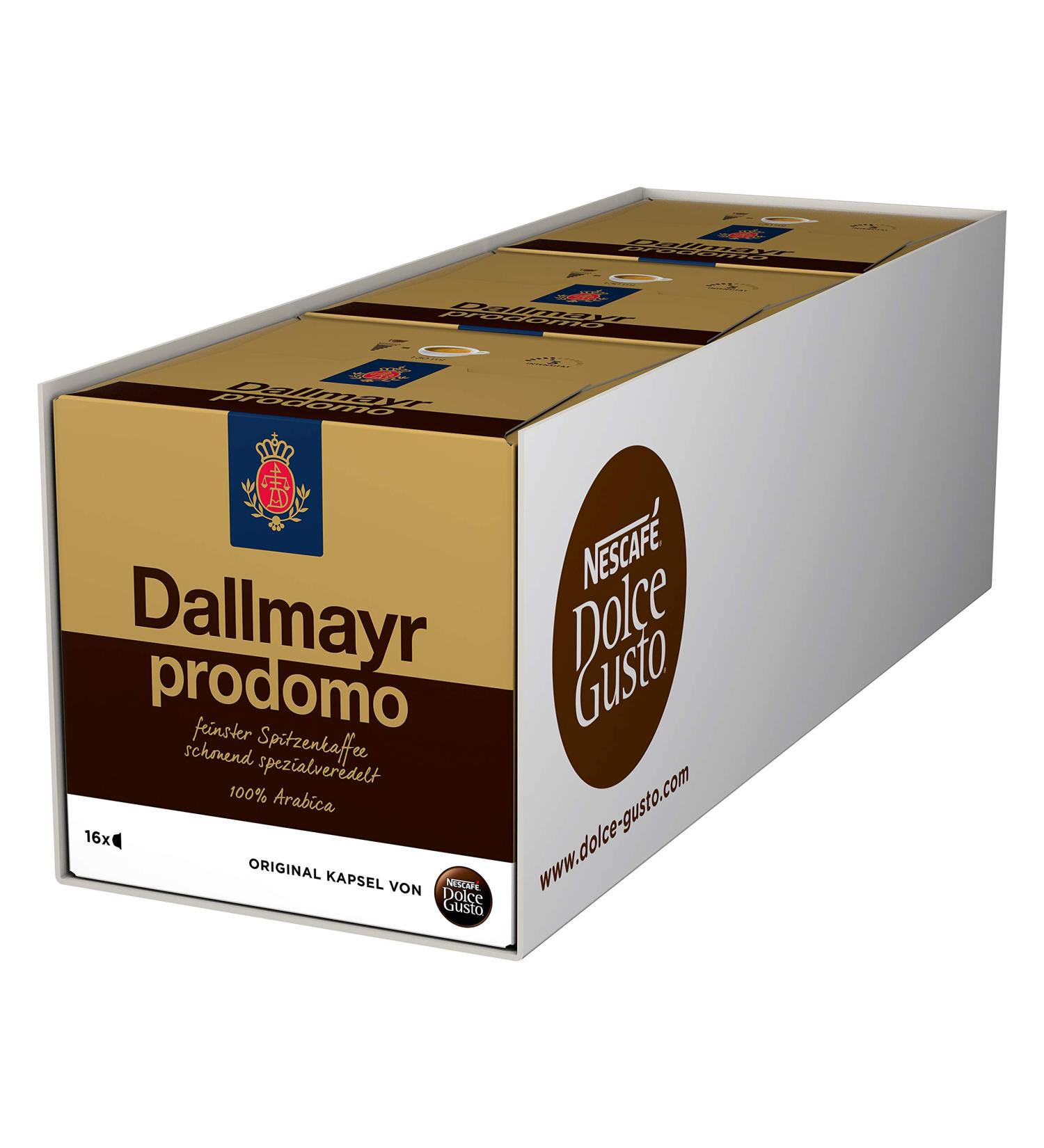 Nescaf Dolce Gusto Dallmayr Prodomo - 48 Coffee Capsules | 100% Arabica | Fully Aromatic Taste | Aroma Sealed | 3 Pack of 16 Capsules Each - Buy Online on GoSupps.com