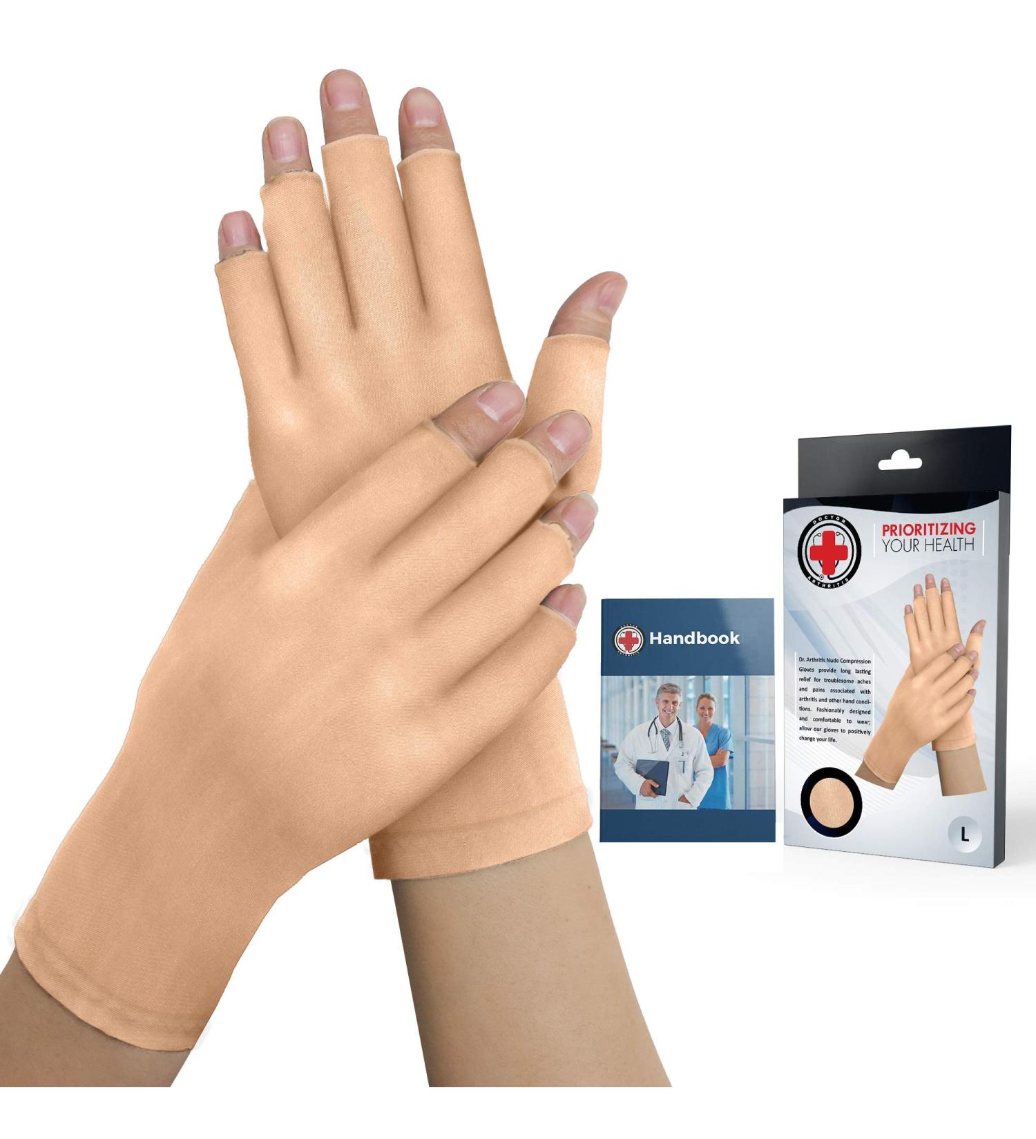 Doctor Developed Compression Gloves for Arthritis with Handbook - Nude M - Buy Online on GoSupps.com