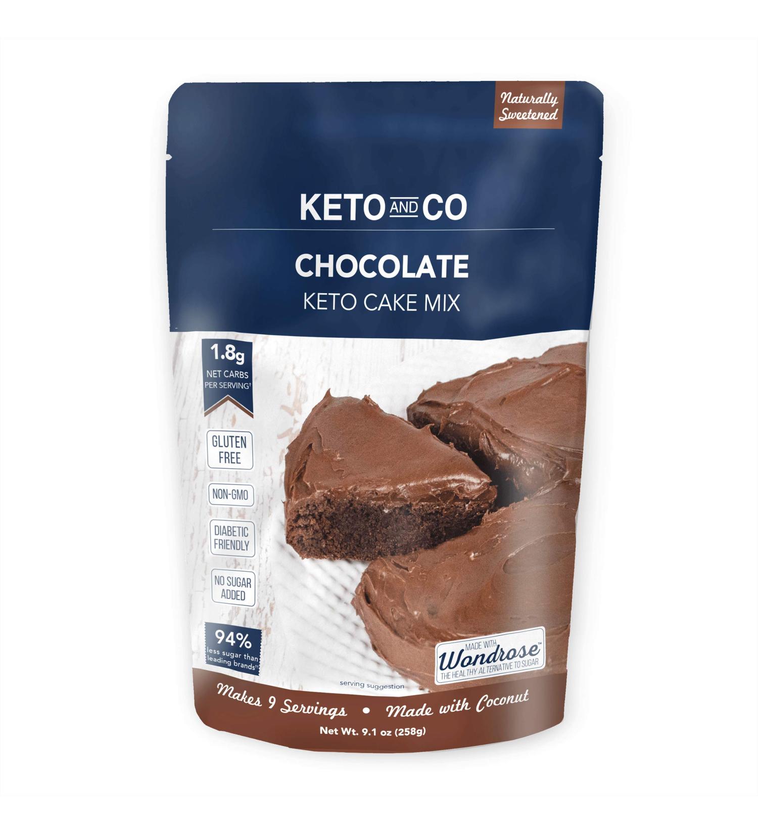 Chocolate Keto Cake Mix - Low Carb, Gluten Free, 1.8g Net Carbs | Keto and Co 9.2 oz - Buy Online on GoSupps.com