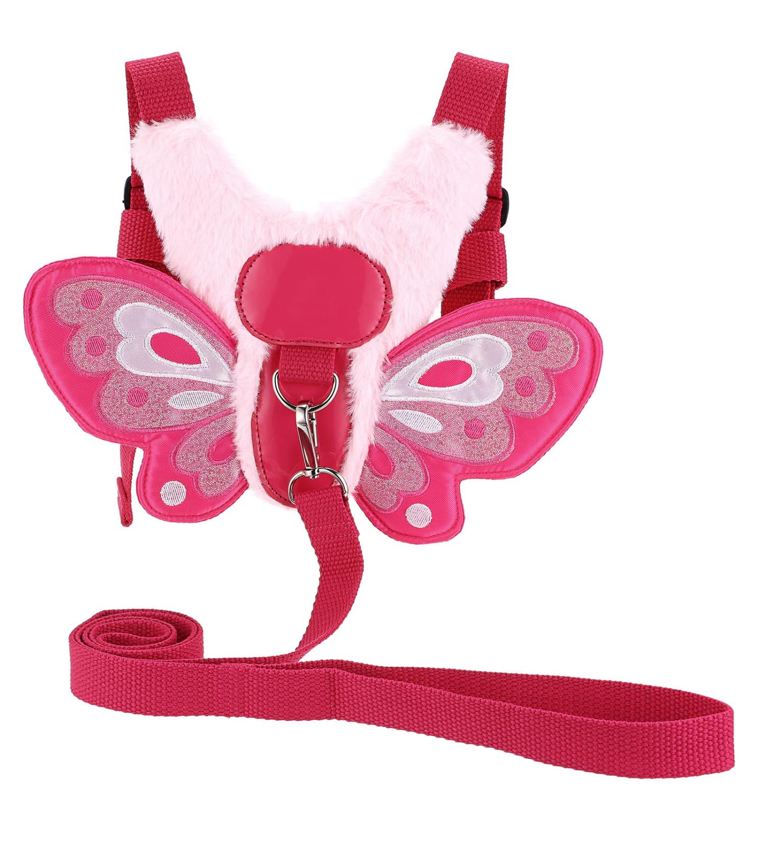 BTSKY Fluff Butterfly Baby Toddler Walking Harness with Safety Rein - Kids Anti-Lost Harness Leash Strap Belt Pink - Buy Online on GoSupps.com