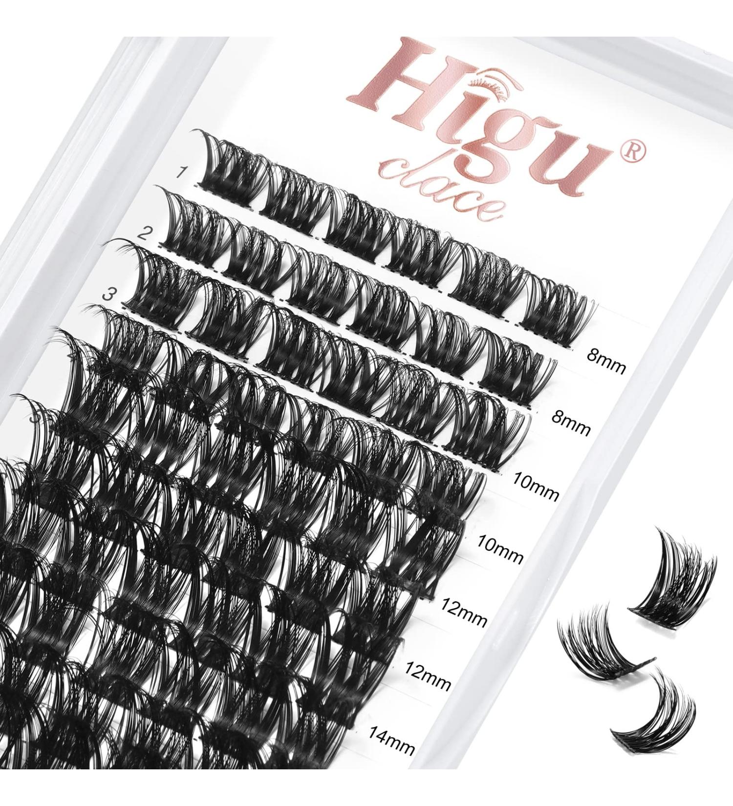 Lash Clusters DIY Eyelash Extensions 72 Pcs D Curl 8-16mm | Thin Stem Individual Cluster Lashes for Self-application | Reusable Wisps (H-02 D Curl 8-16mm) - Buy Online on GoSupps.com