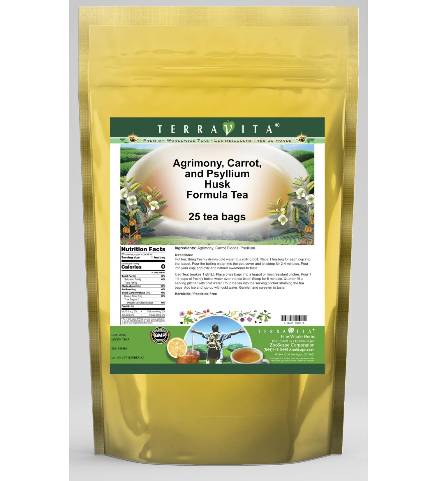 Agrimony Carrot and Psyllium Husk Formula Tea (25 tea bags ZIN: 516869) - Buy Online on GoSupps.com