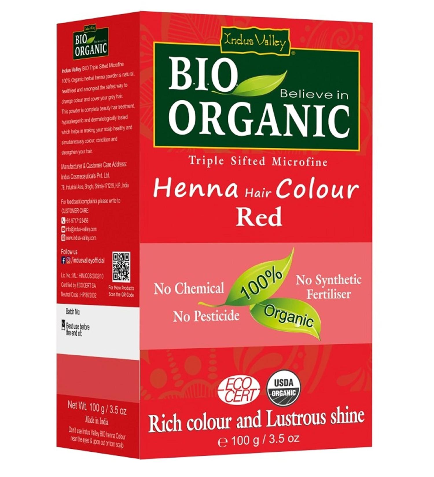 Organic Red Henna Hair Dye Powder - Triple Sifted Microfine 100g (Pack of 1) - Buy Online on GoSupps.com