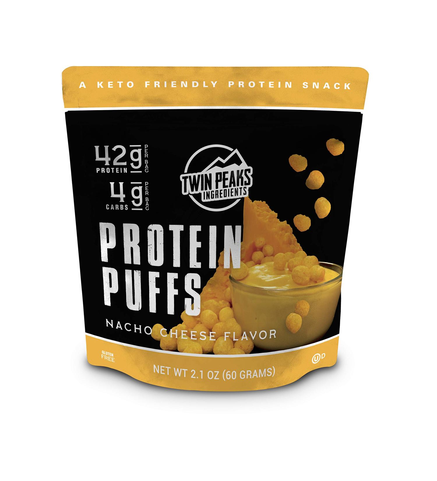 Twin Peaks Nacho Cheese Protein Puffs - Low Carb Keto Friendly (3 Pack, 42g Protein, 4g Carbs) - Buy Online on GoSupps.com