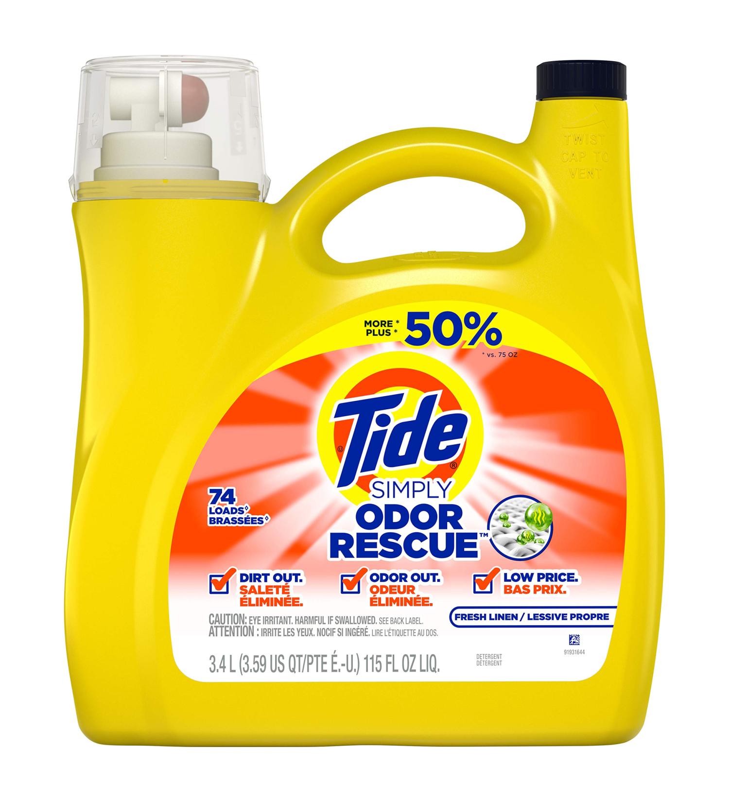 Tide Simply Odor Rescue Liquid Laundry Detergent - Fresh Linen 115 fl oz (74 Loads) | International Shipping Available - Buy Online on GoSupps.com