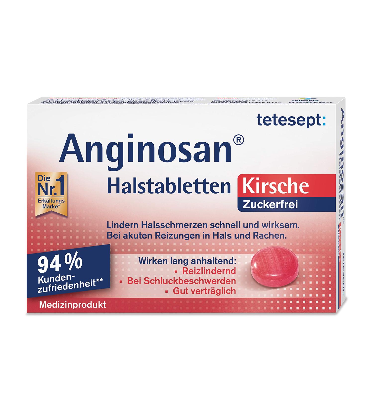 Buy Tetesept Anginosan Cherry Throat Lozenges - Sugar-Free Sore Throat Relief for Acute Irritations - 20 Pieces - International Shipping Available - Buy Online on GoSupps.com