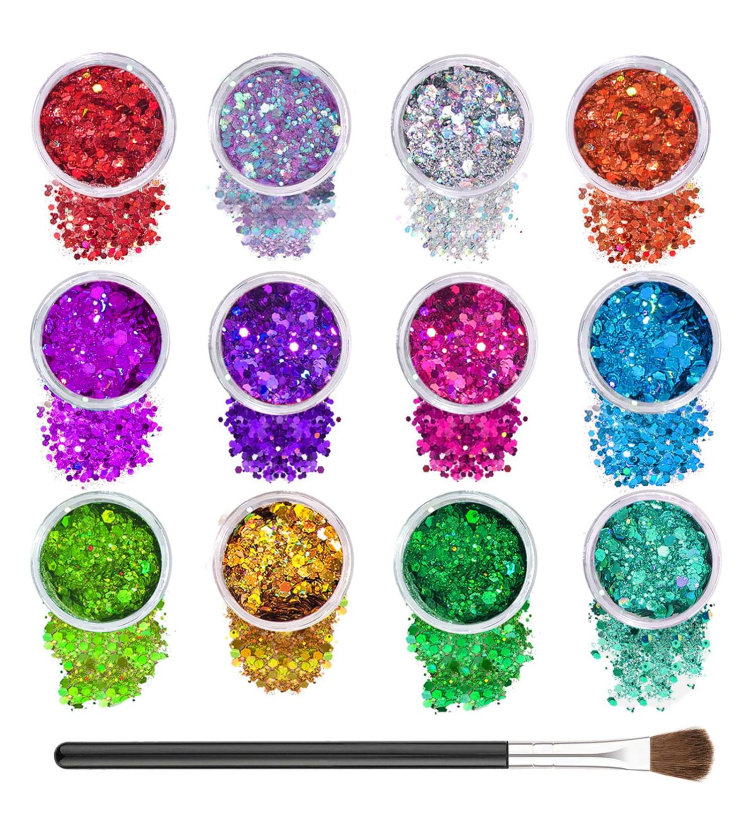 Superu 12 Colors Glitter Face & Body Art | Festival & Halloween Makeup Accessories | 120g Total | Perfect for Women s Festival Outfits - Buy Online on GoSupps.com