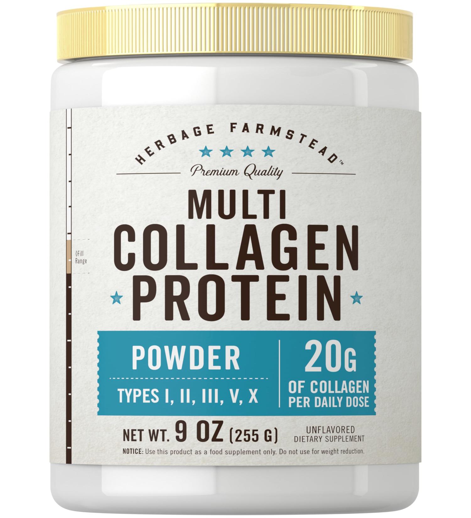 Carlyle Multi Collagen Protein Powder | Type I II III V & X | 9 Oz | Peptides Premium Blend | Unflavored | for Women and Men | Non-GMO and Gluten Free | 25 Servings | by Herbage Farmstead - Buy Online on GoSupps.com
