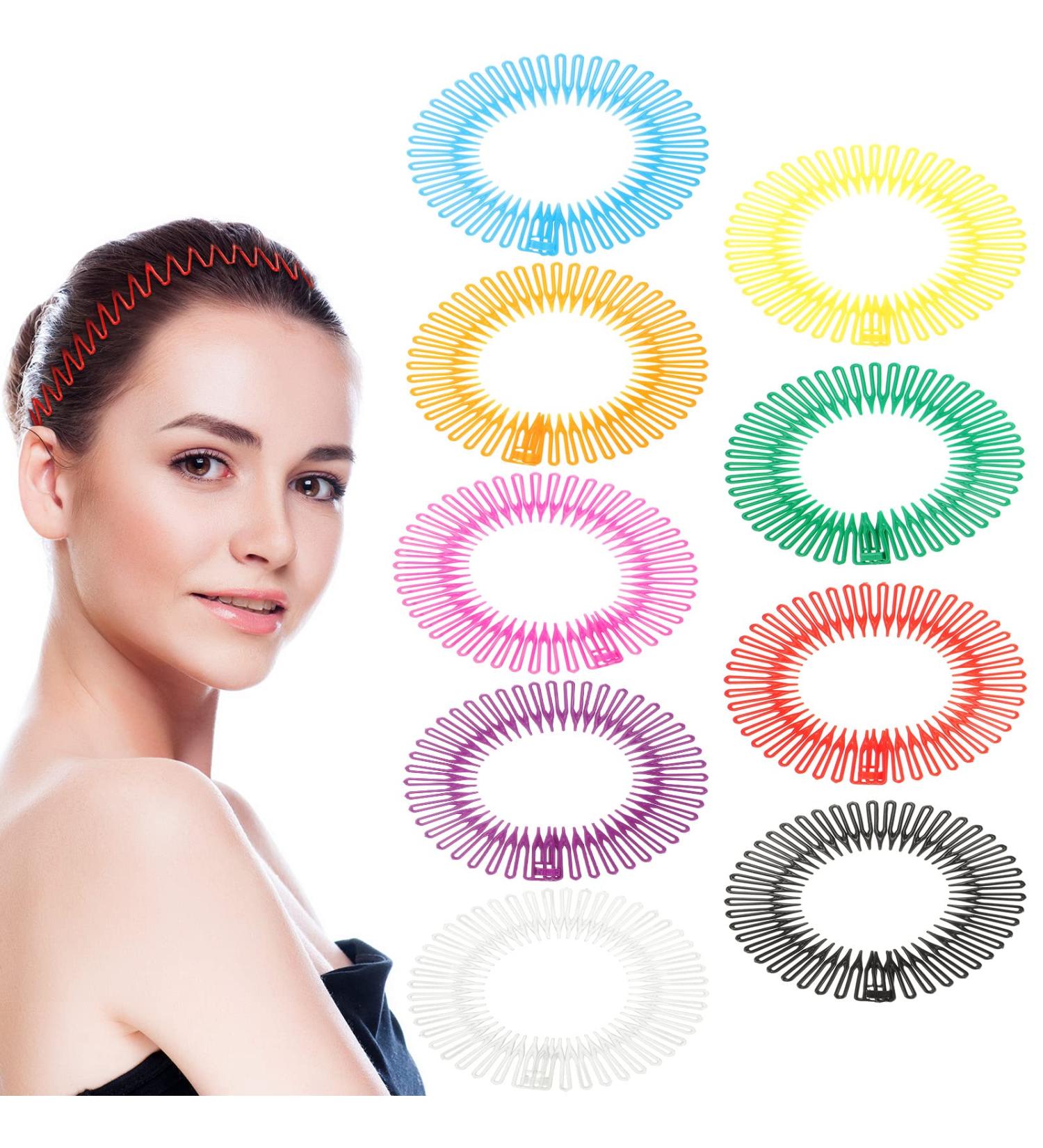 9-Piece Full Circular Stretch Comb Set - Flexible Plastic Hairband Holder for Women & Girls (Multicolor) - Buy Online on GoSupps.com