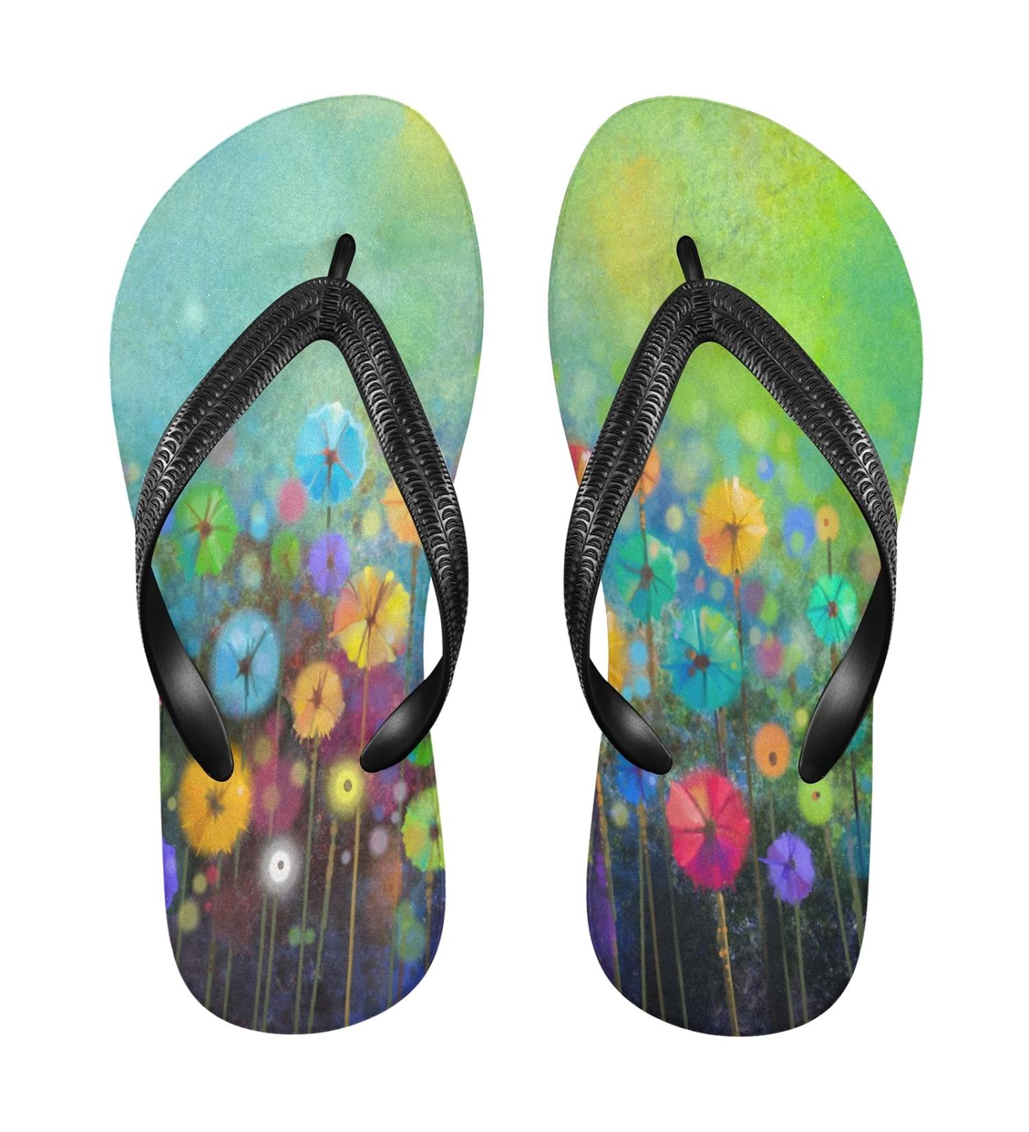 Mnsruu Abstract Floral Flip Flops - Stylish XS Home Hotel Spa & Travel Footwear for Men & Women - Buy Online on GoSupps.com