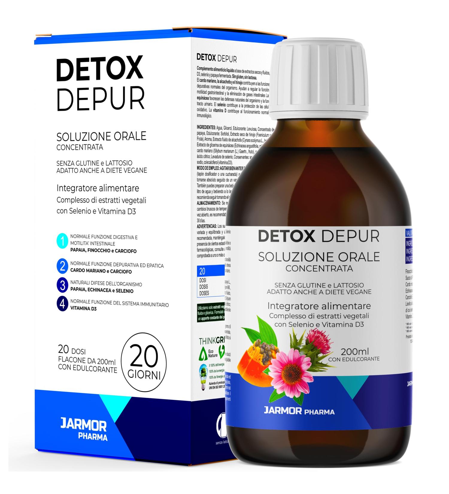 Detox Depur Syrup 200ml - Liver & Intestine Support with Milk Thistle Artichoke & More - Gluten-Free & Vegan - J.Armor Pharma - Buy Online on GoSupps.com