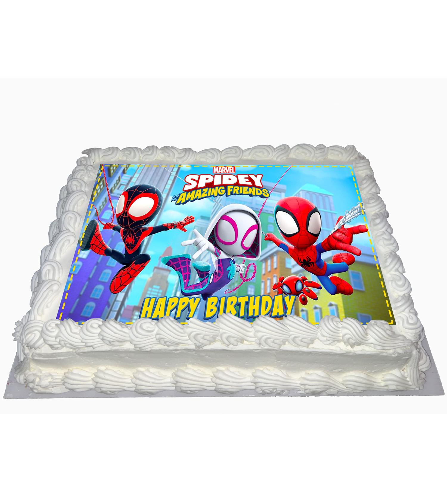 SPIDY AND FRIENDS HAPPY BIRTHDAY PARTY EDIBLE ICING LARGE COSTCO CAKE TOPPER SPX