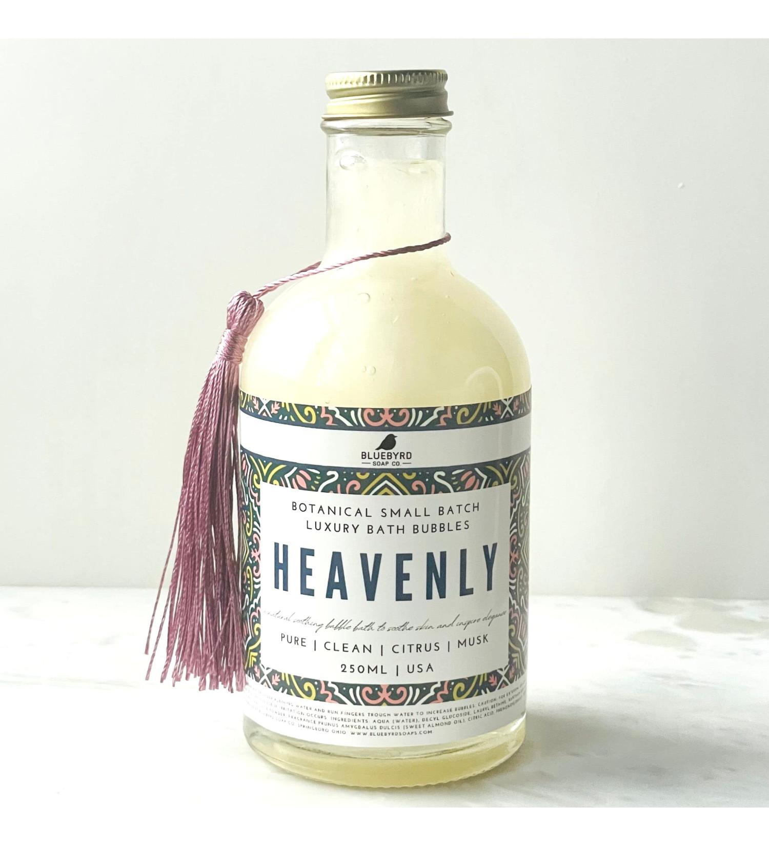 Heavenly Bubble Bath by Bluebyrd Soap Co. | Luxury Foaming Bubbles with Sweet Almond Oil & Aloe Vera | Women's Bath in Glass Jar - Buy Online on GoSupps.com